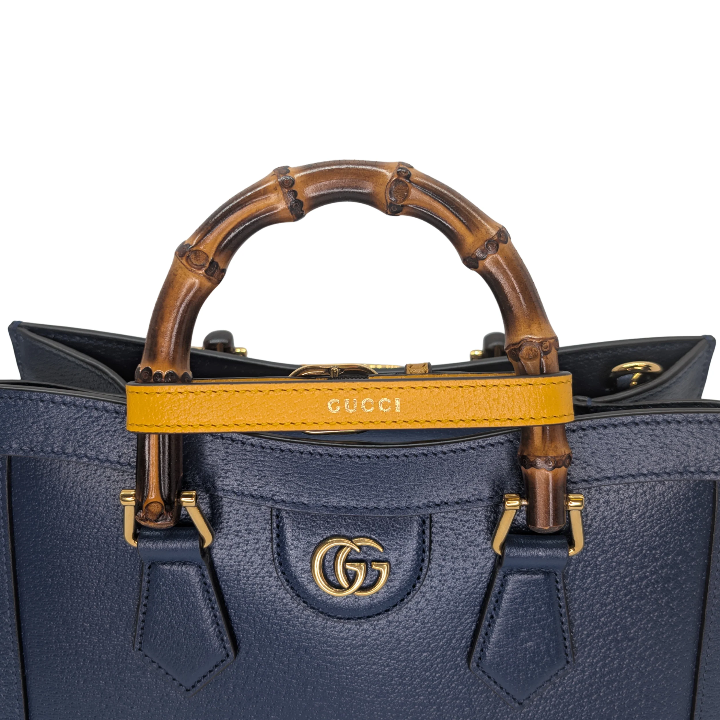 Gucci Calfskin Small Diana Tote Royal Crop Blue Bag - Image 11