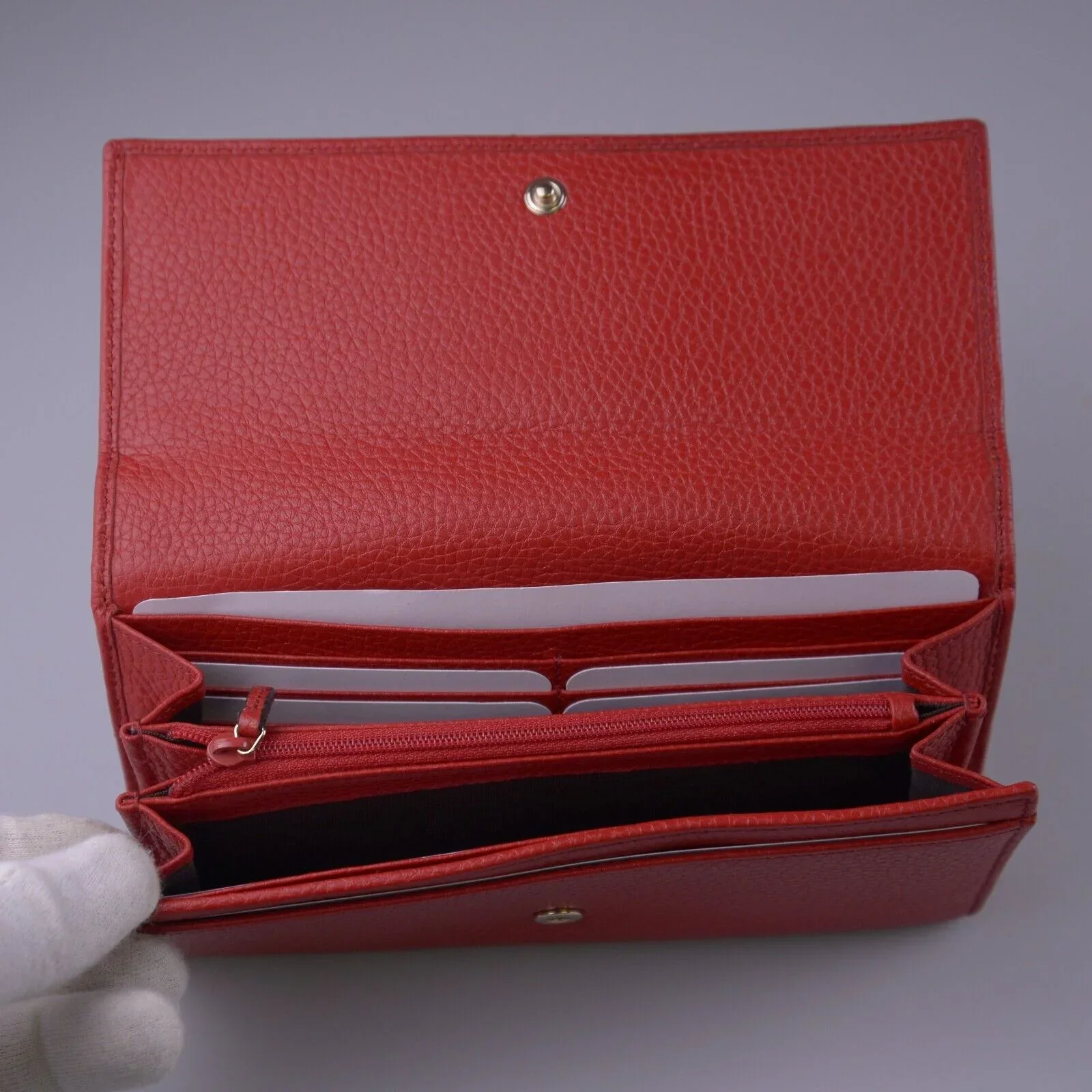 Gucci Soho Pebbled Calfskin Long Continental Wallet Red - Image 13