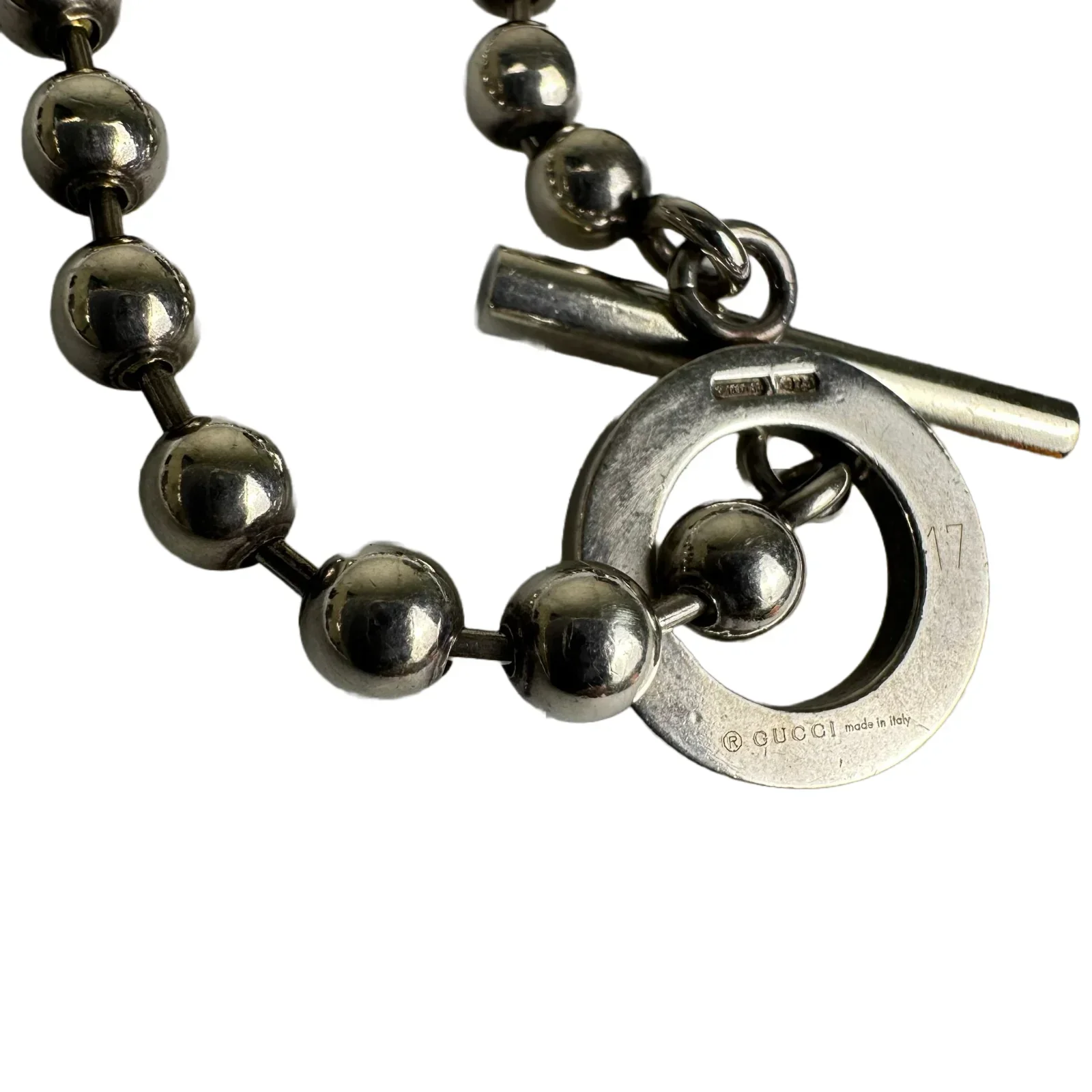 Gucci T-Bar Ball Chain Bracelet Sterling Silver - Image 4