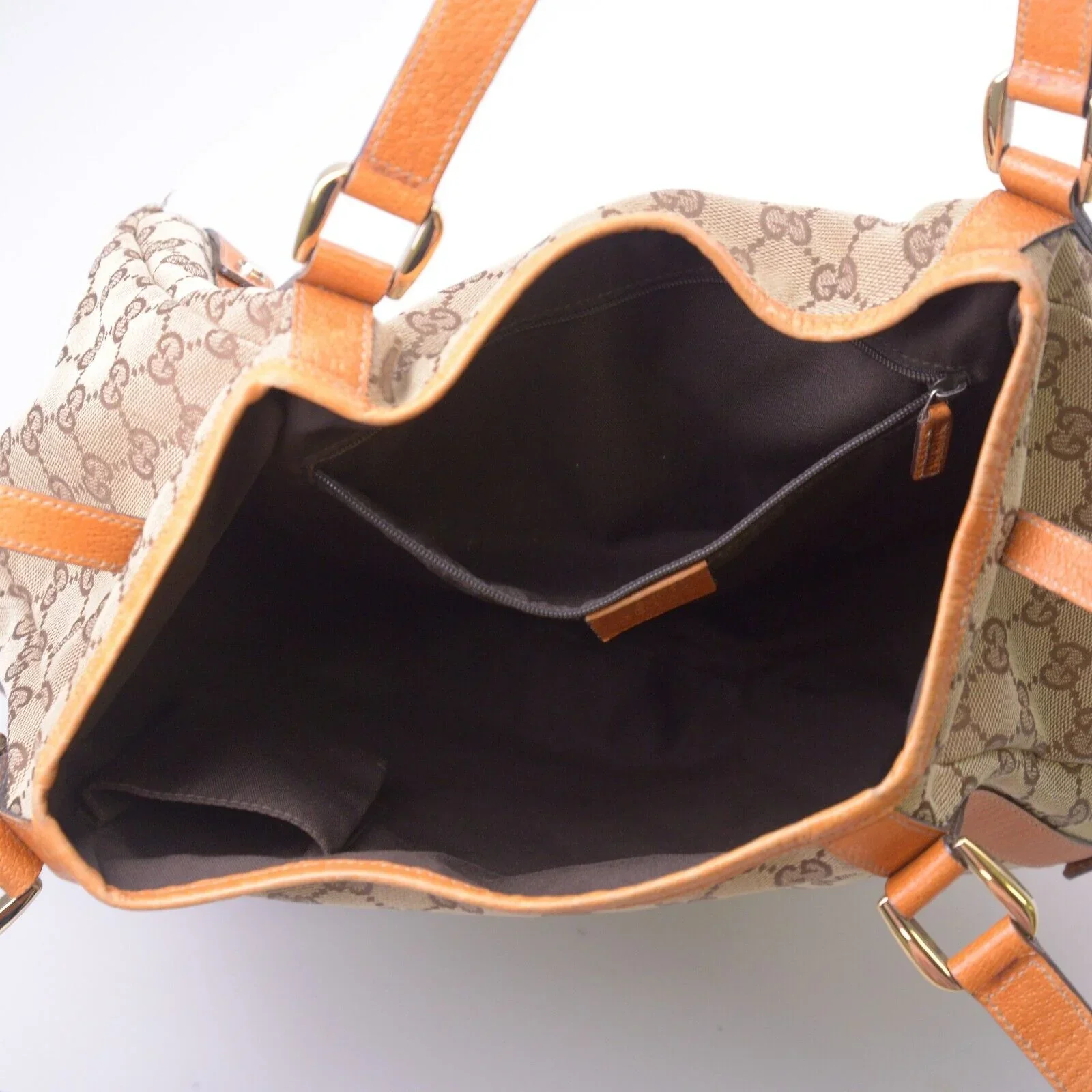 Gucci Abbey GG Monogram Canvas X Leather Tote Bag, Tan - Image 10