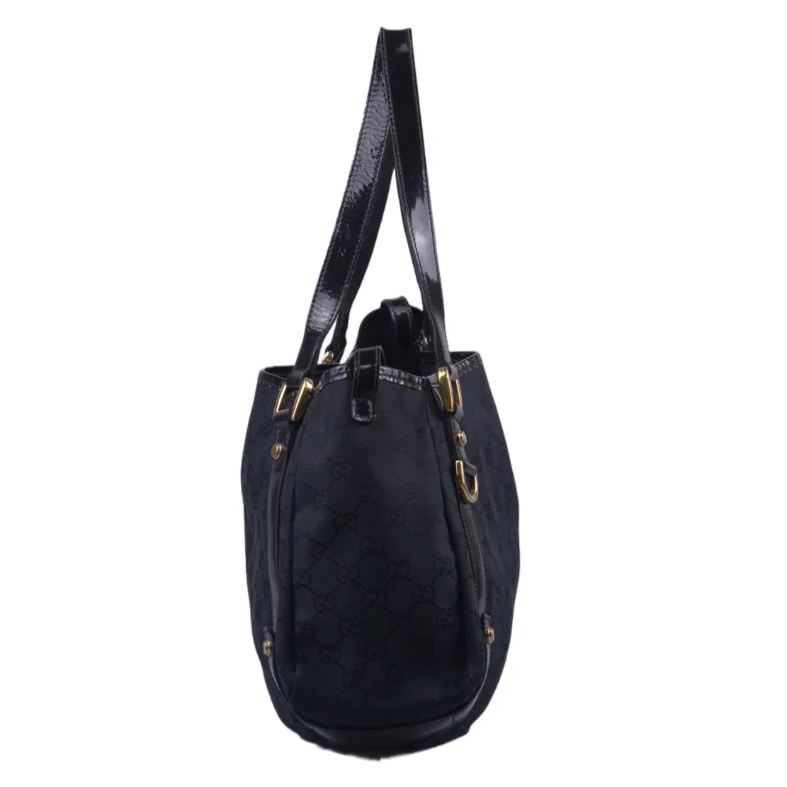 Gucci Abbey GG Monogram Canvas X Leather Tote Bag, Black - Image 5