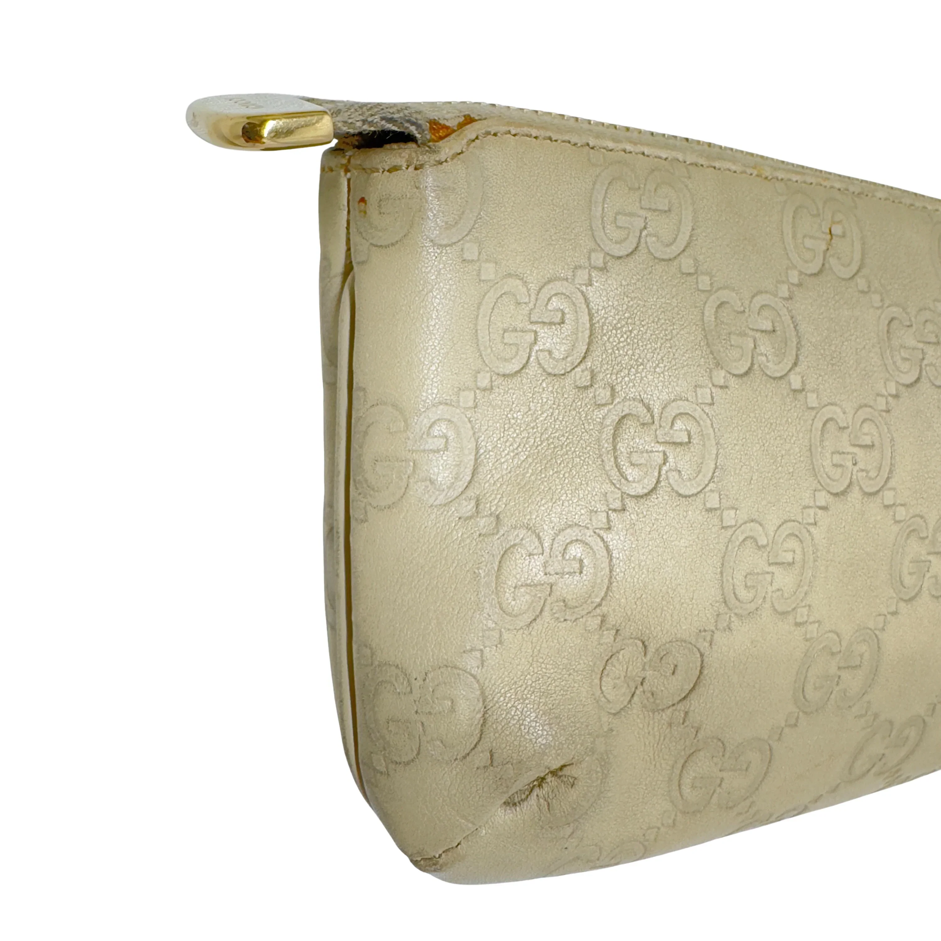 Gucci Monogram Small Pochette Clutch Bag Leather Beige - Image 10
