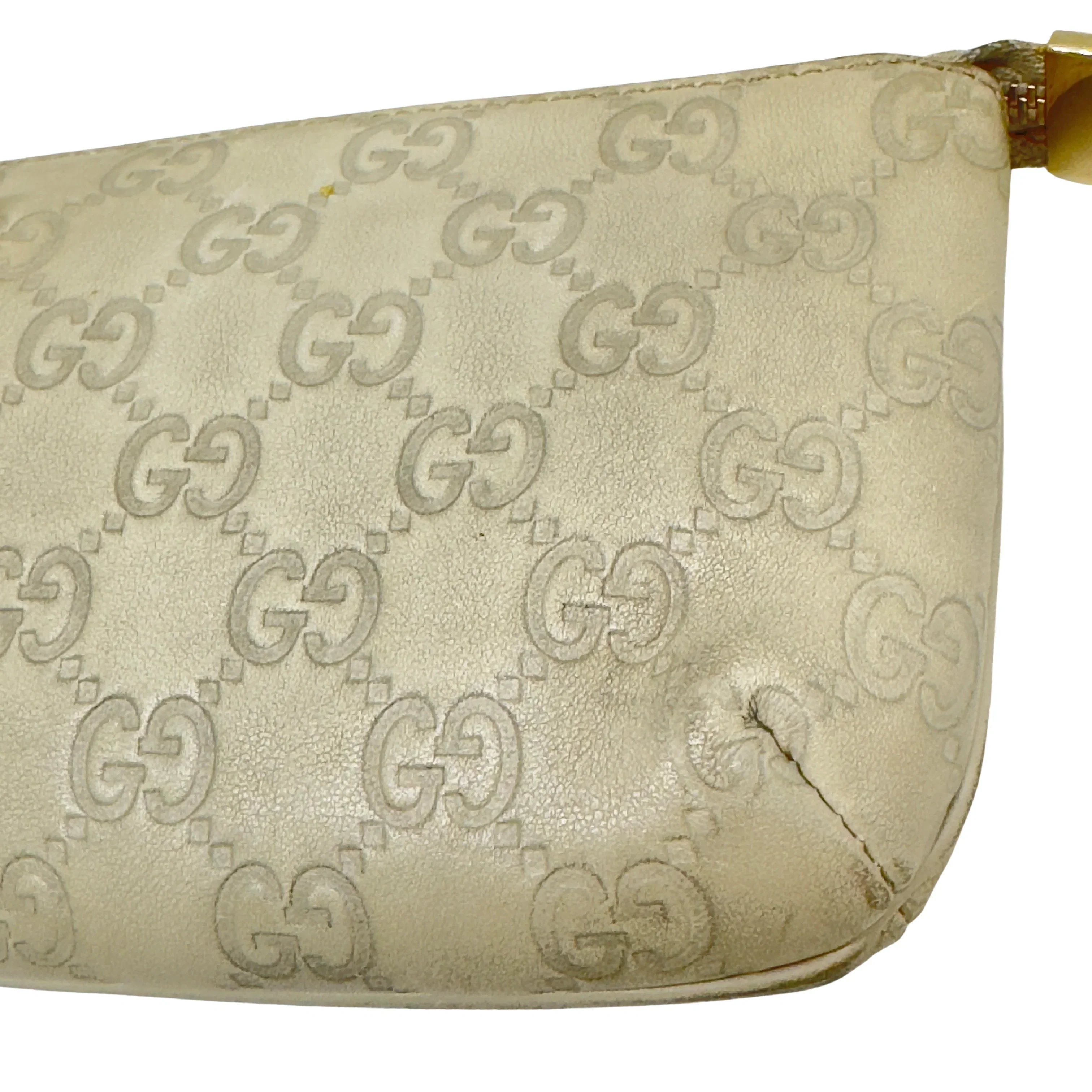 Gucci Monogram Small Pochette Clutch Bag Leather Beige - Image 13