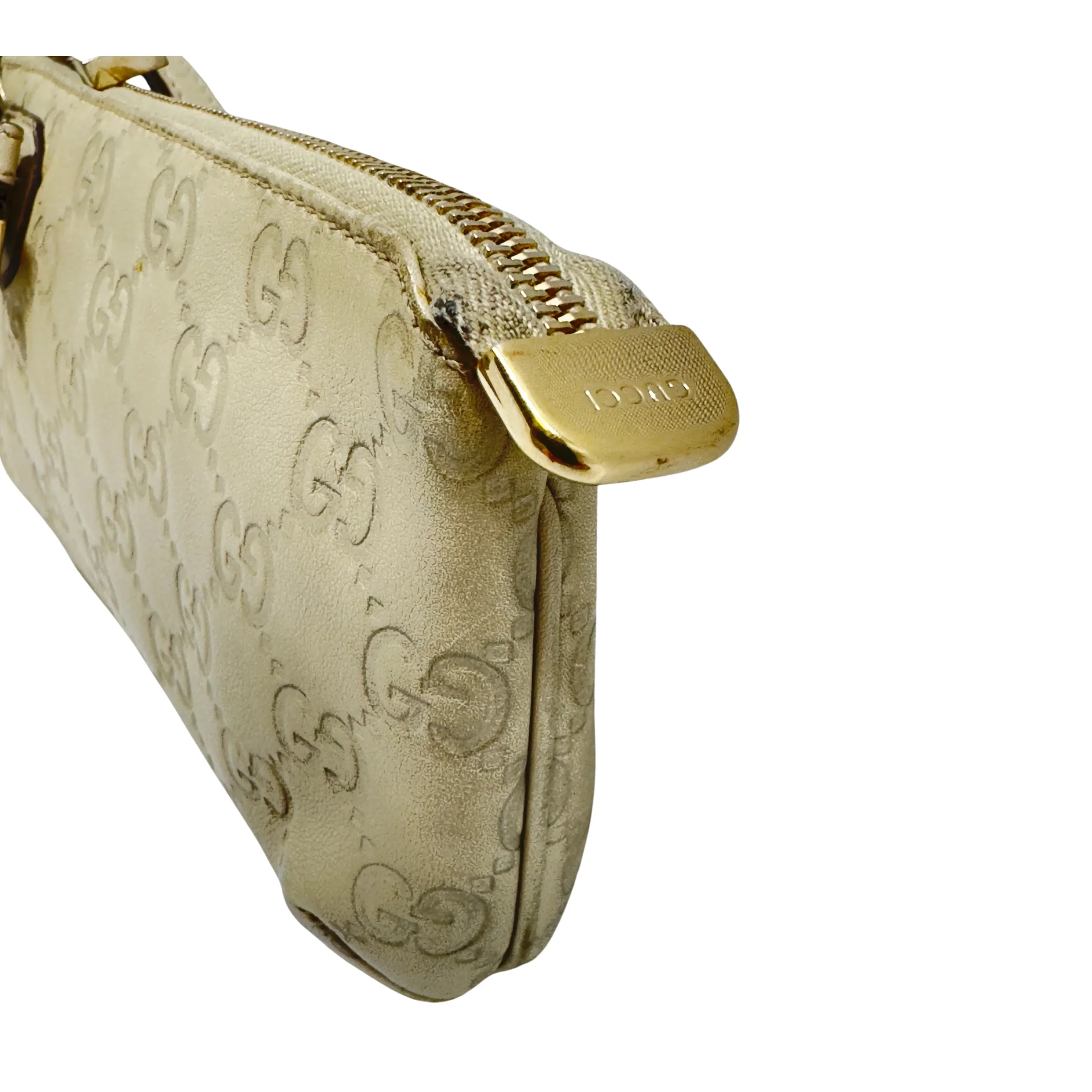 Gucci Monogram Small Pochette Clutch Bag Leather Beige - Image 14