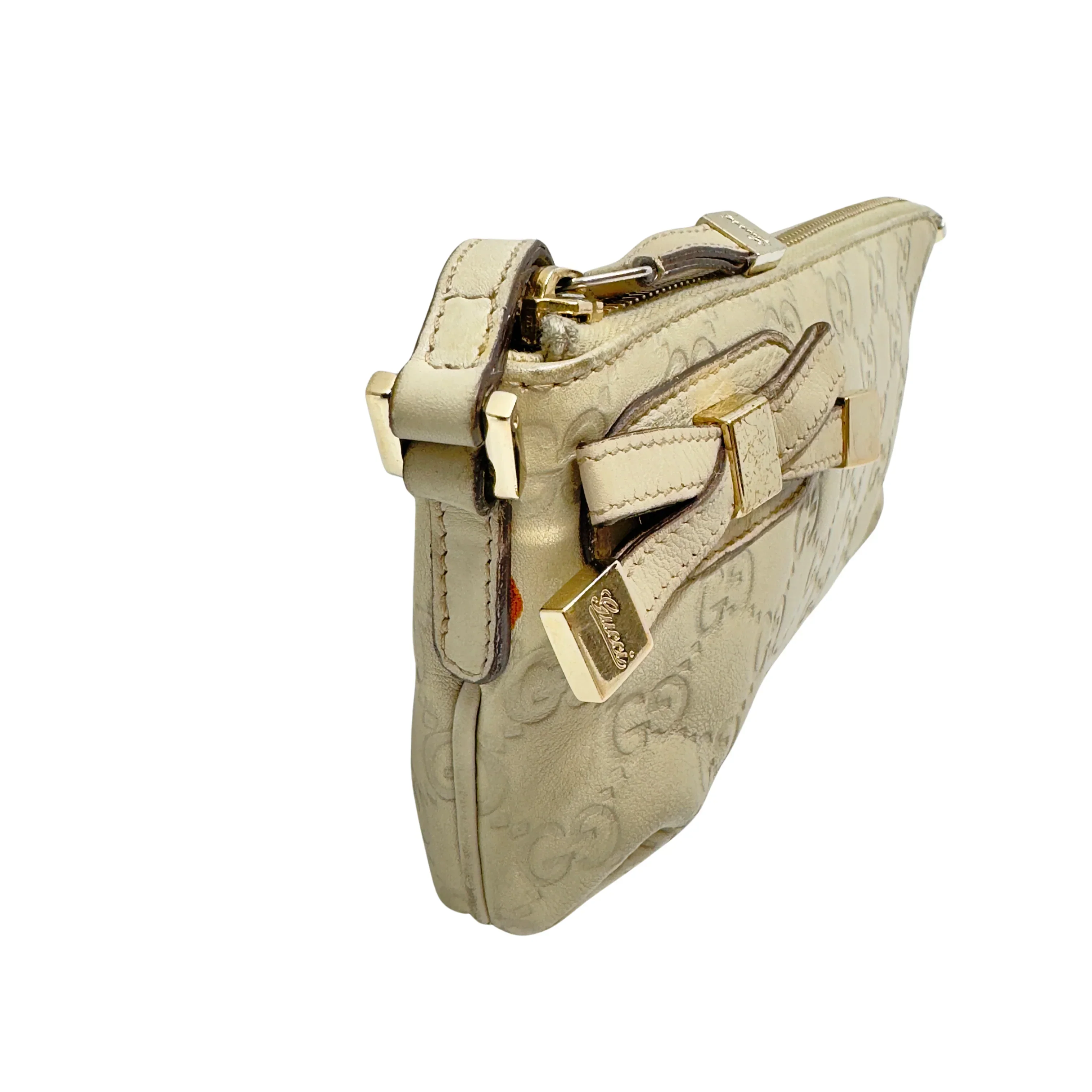 Gucci Monogram Small Pochette Clutch Bag Leather Beige - Image 3