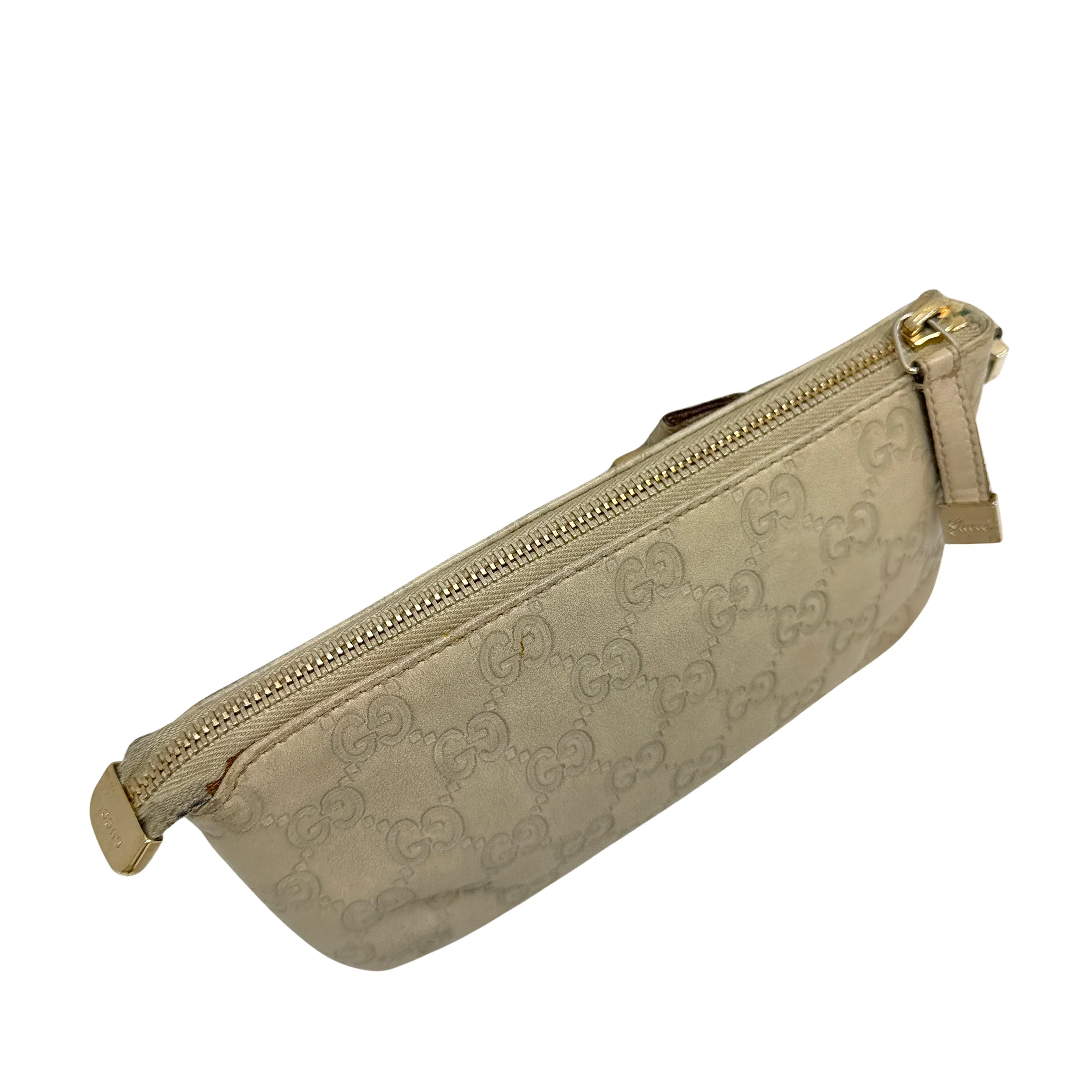 Gucci Monogram Small Pochette Clutch Bag Leather Beige - Image 4