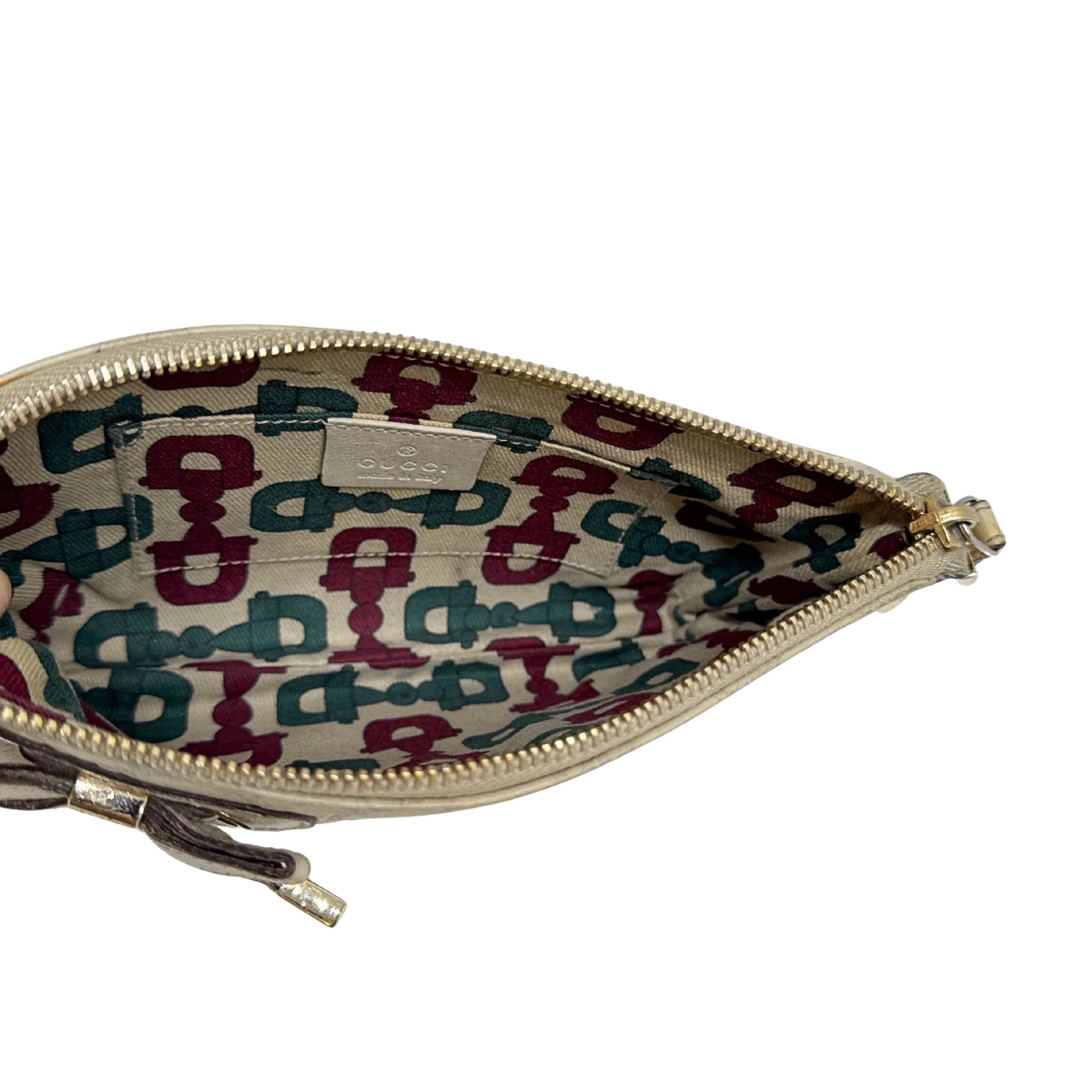 Gucci Monogram Small Pochette Clutch Bag Leather Beige - Image 5