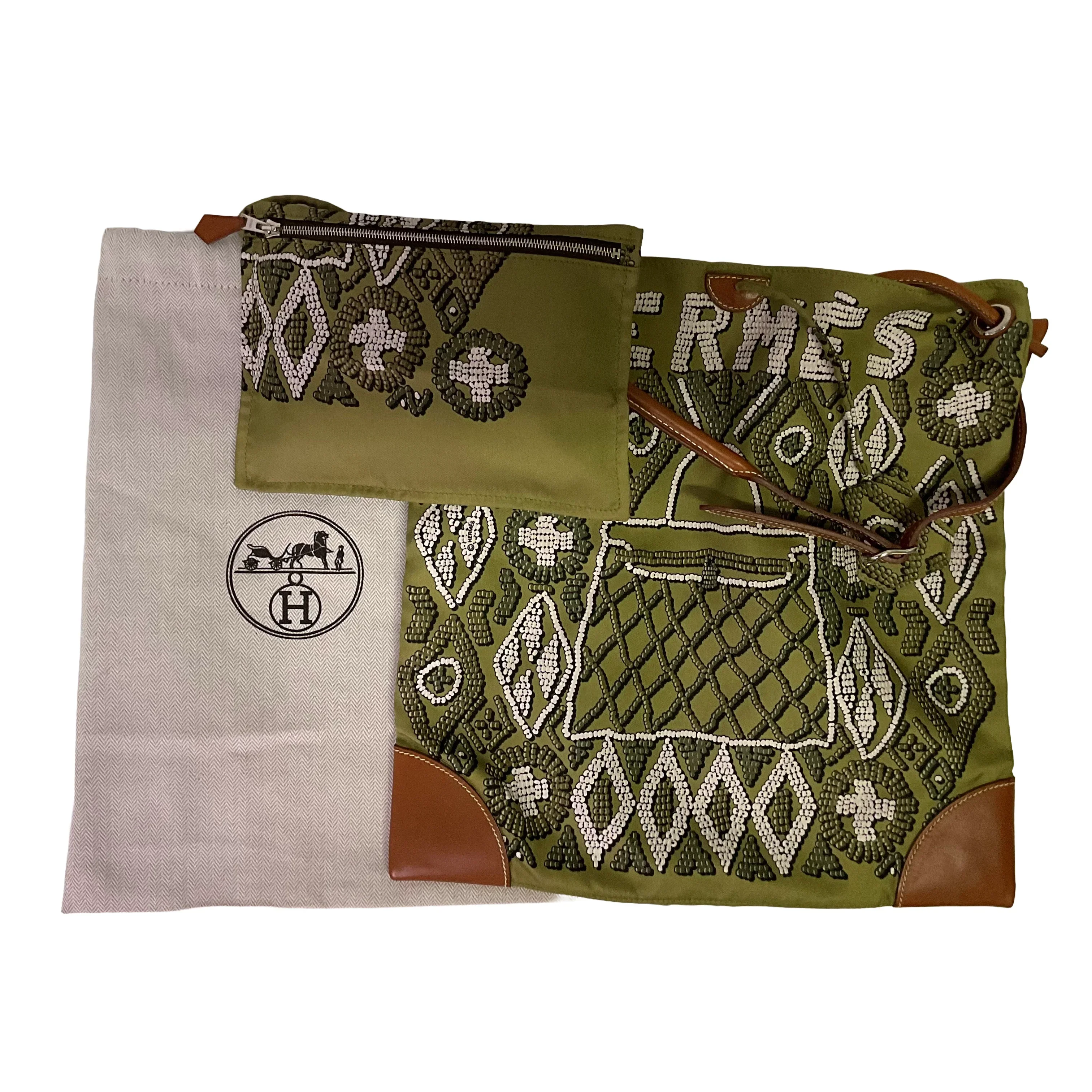 Hermés Silk City Crossbody Bag Green - Image 3