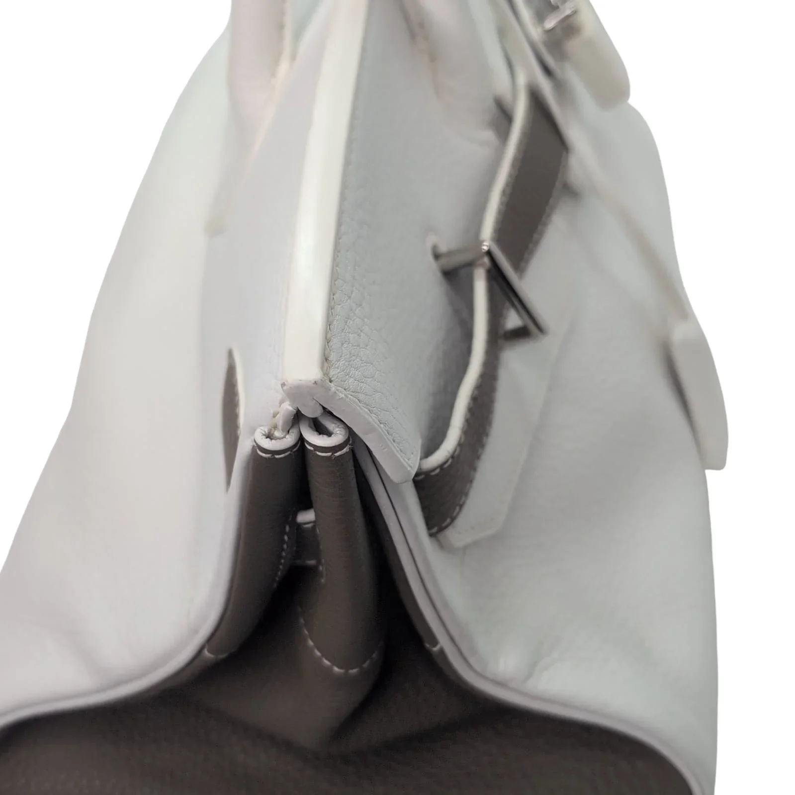 Hermès Birkin Shoulder 42 White Etoupe Clemence Palladium Hardware □J Stamp - Image 19