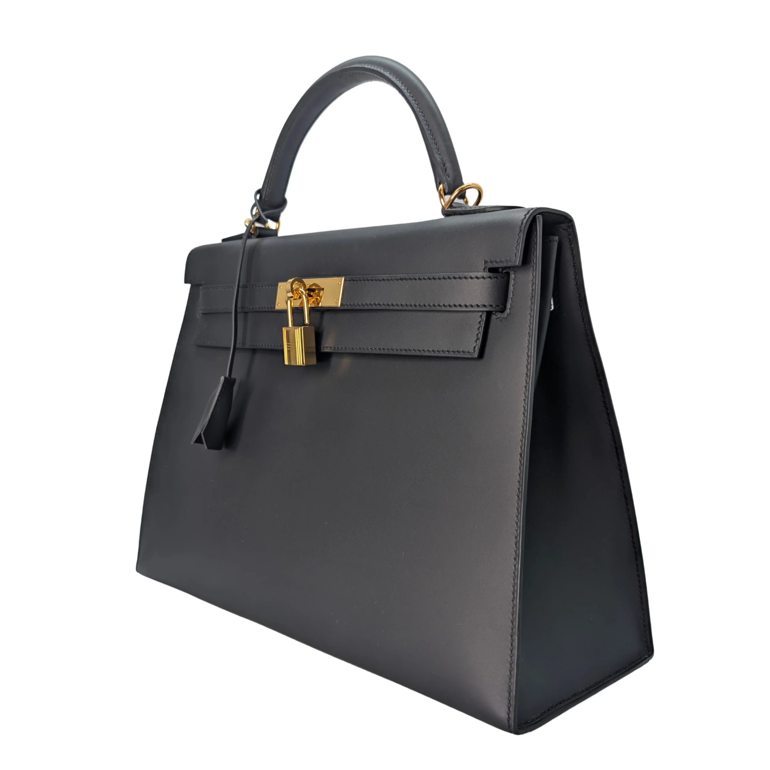 Hermes Kelly 32 Sellier Sombrero Box Leather GHW Matte Black X Stamp - Image 5