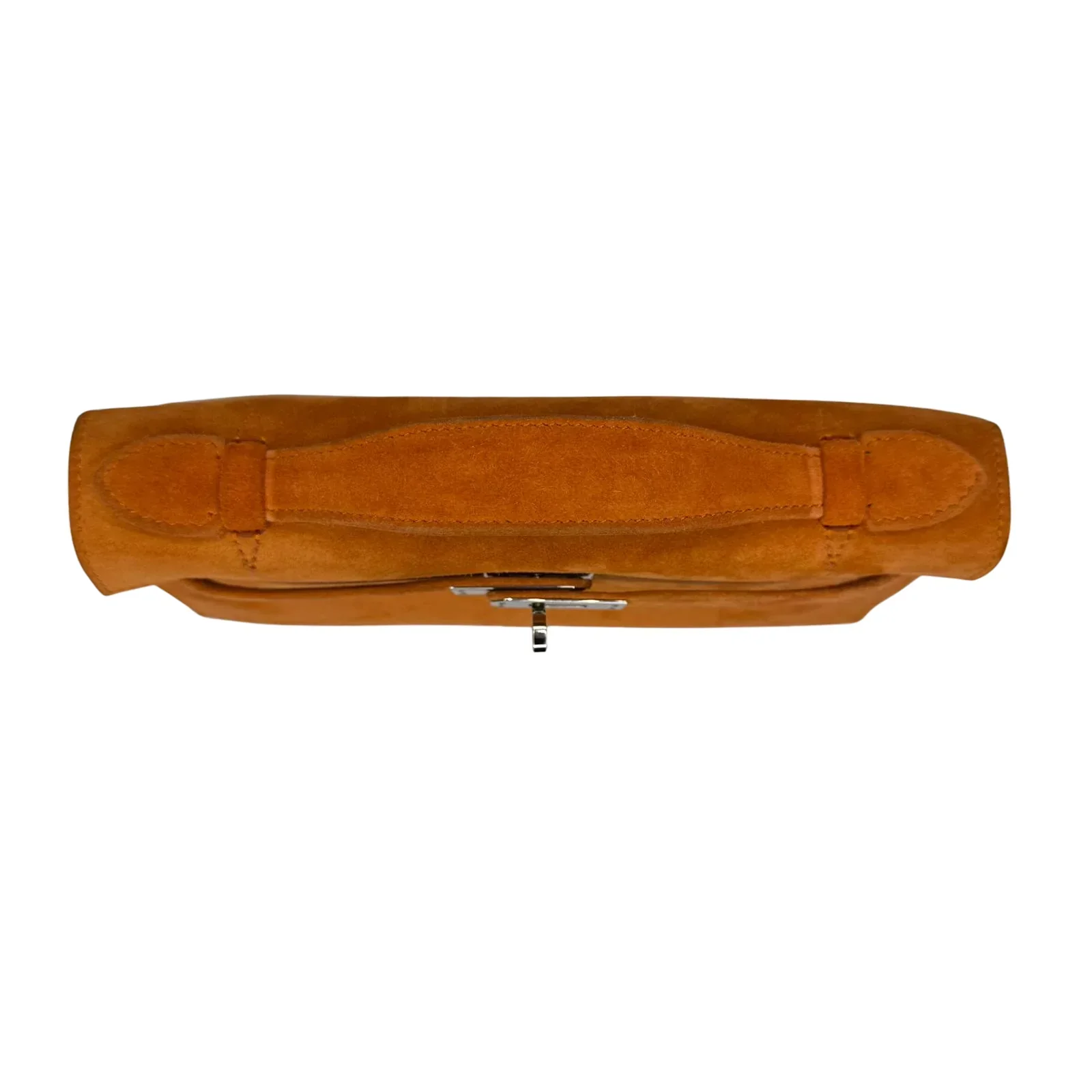 Hermès Kelly Pochette Orange H Veau Doblis Suede PWH ☐ I Stamp - Image 11
