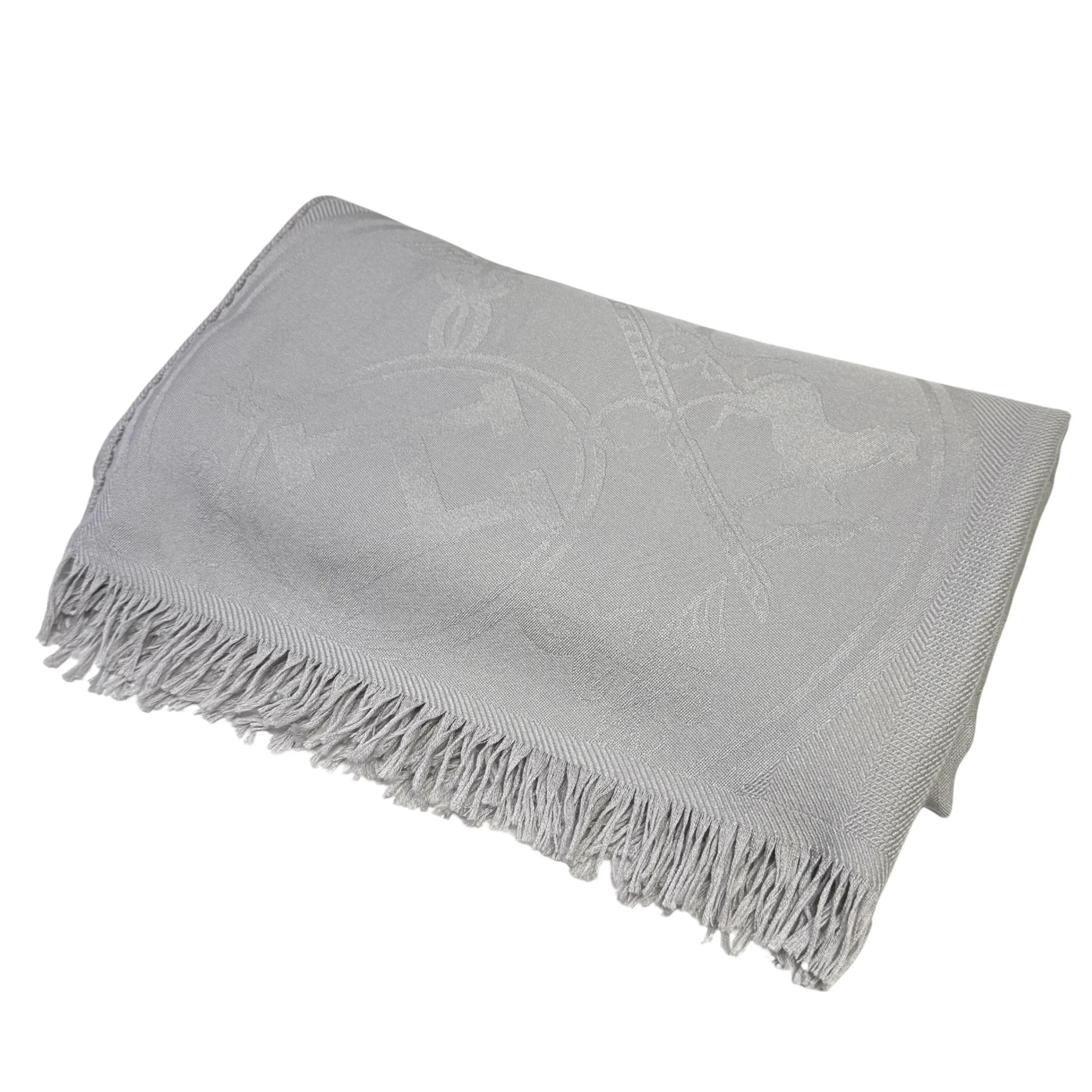 Hermès Silk Cashmere Scarf Grey