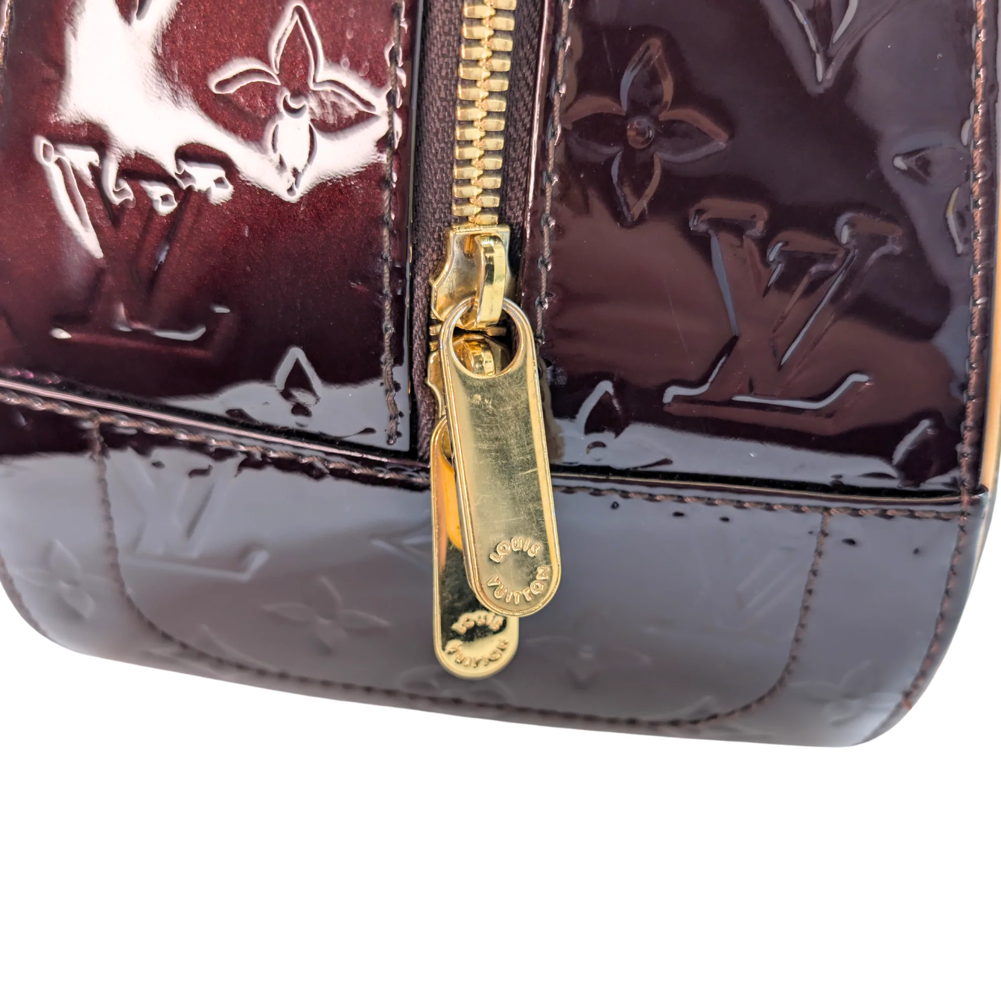 Louis Vuitton Summit Drive Vernis Patent Leather Handbag Burgandy - Image 9