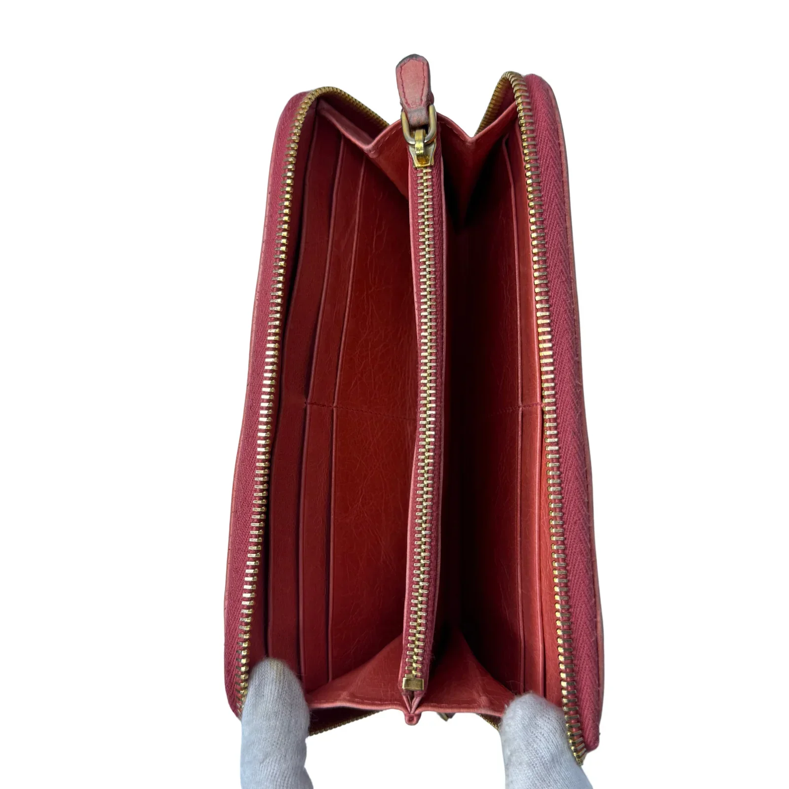 Prada Pink Leather Long Wallet with Zip Coin Compartment - Image 9
