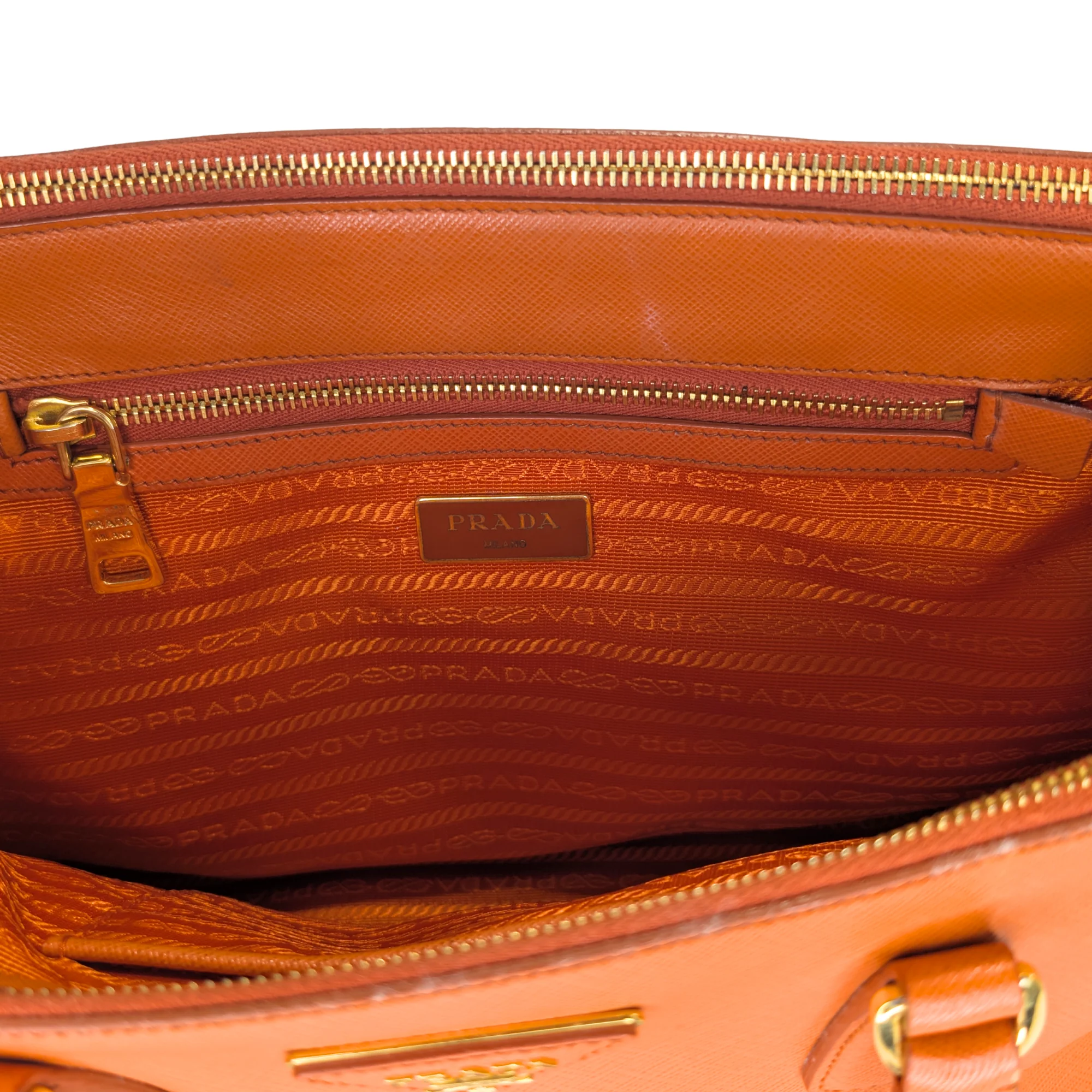 Prada Galleria Handbag Saffiano Leather Orange - Image 21