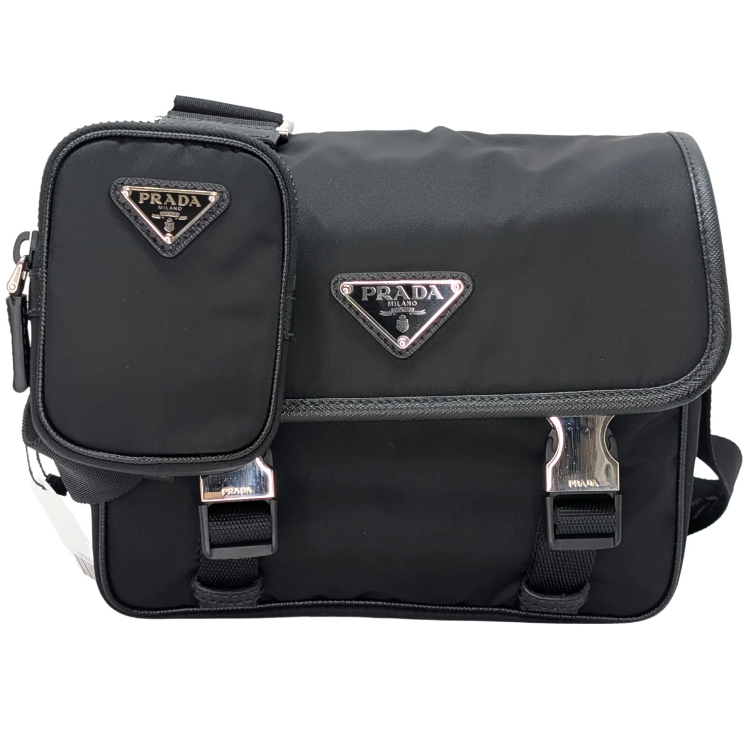 Prada Re-Nylon and Saffiano Leather Shoulder Bag Black