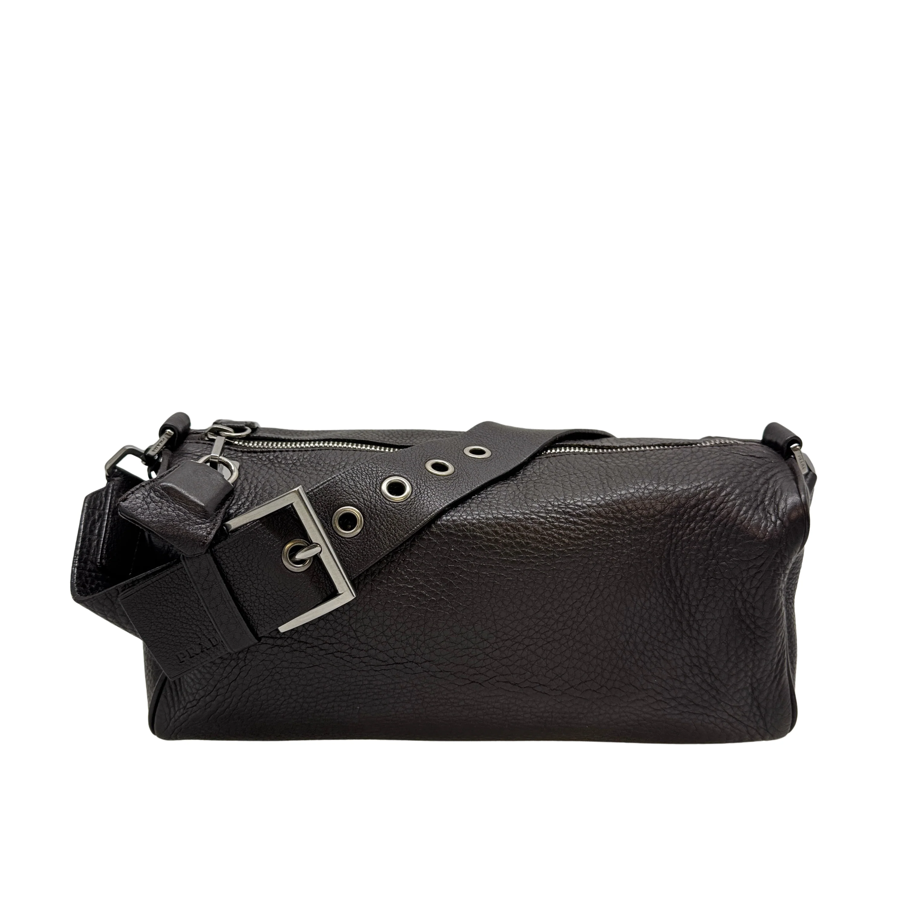 Prada Vitello Daino Leather Shoulder Bag Brown