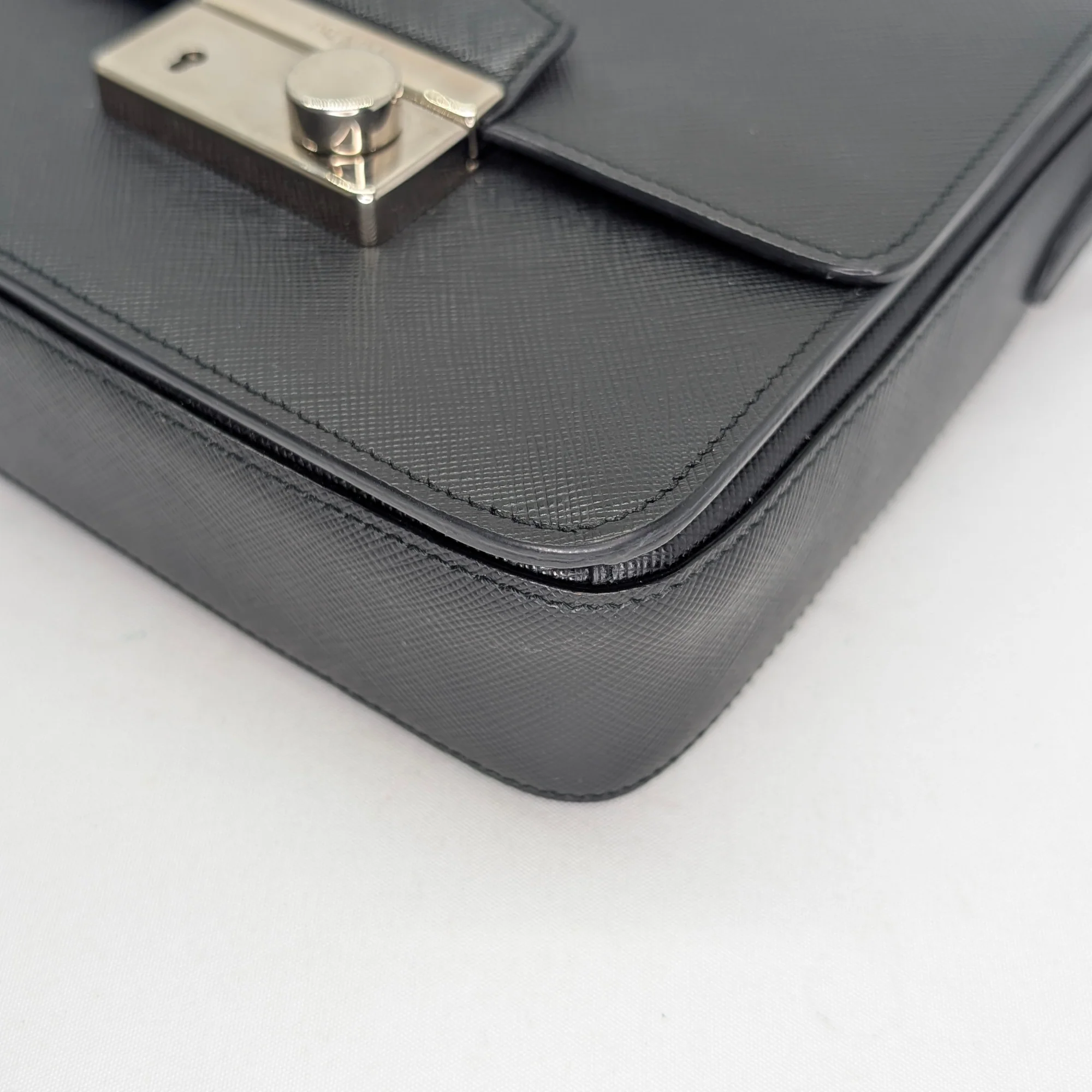 Prada Saffiano Lux Crossbody Bag Black - Image 9