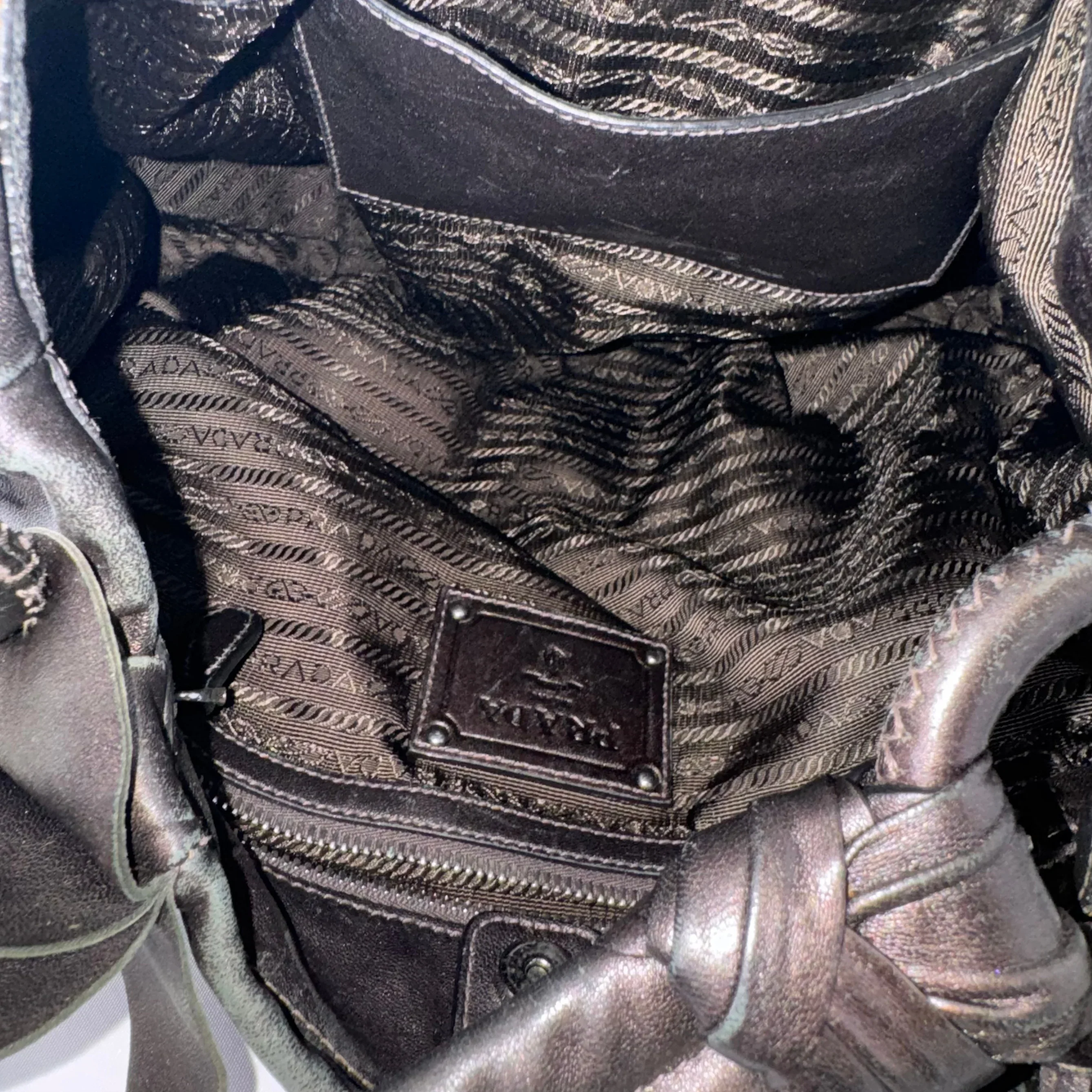 Prada Nappa Ruffle Hobo Grafite Mordore Shoulder Bag - Image 19