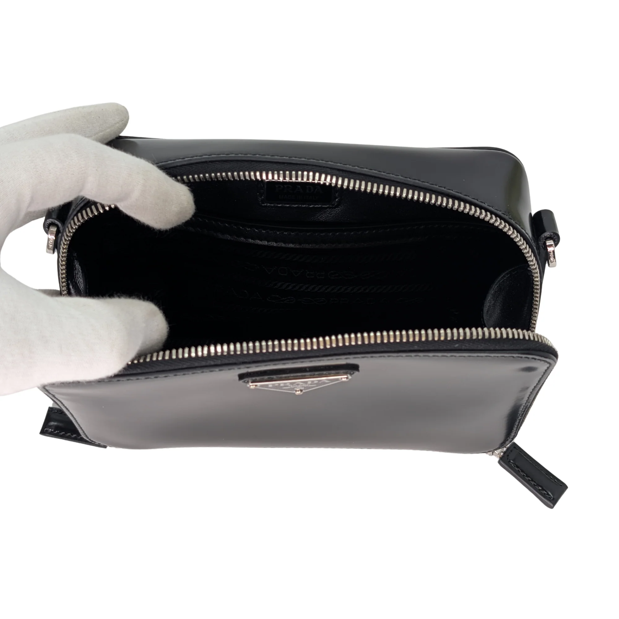 Prada Brique Crossbody Bag Leather Black - Image 13