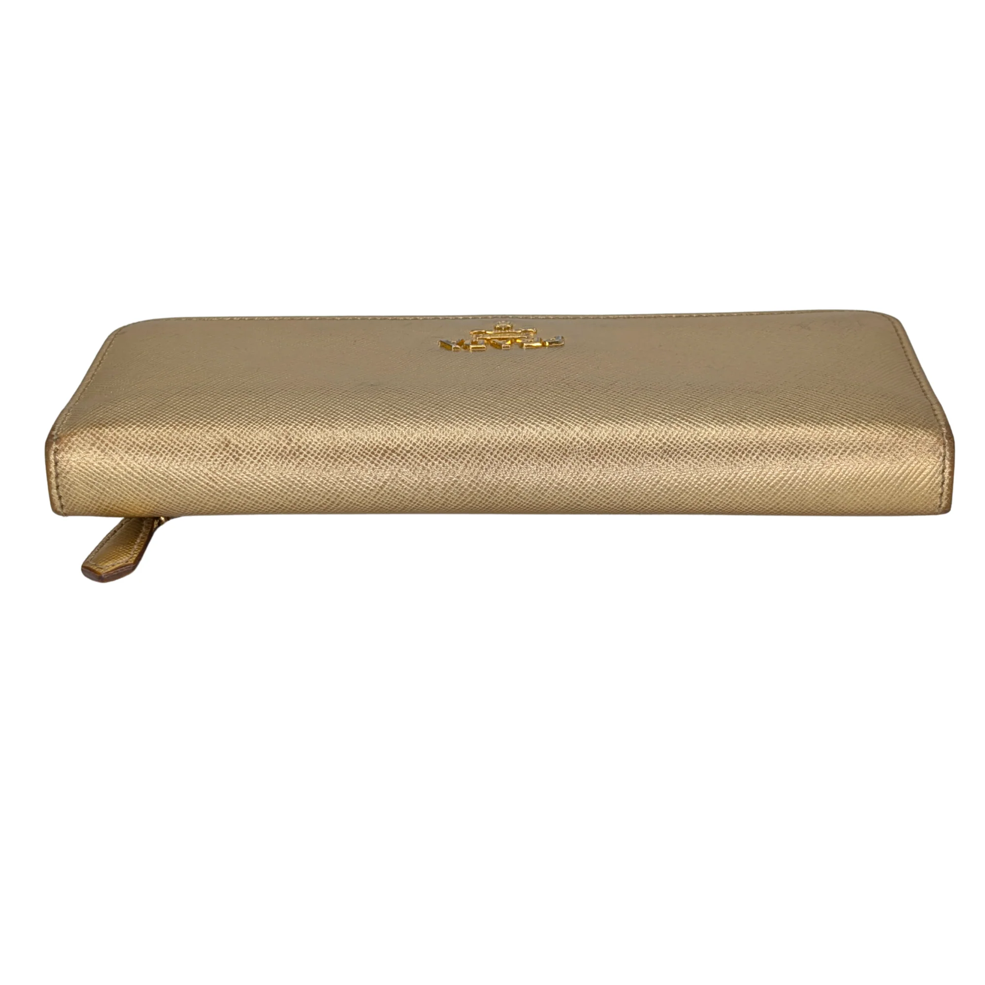 Prada Saffiano Metal Continental Wallet Gold - Image 3
