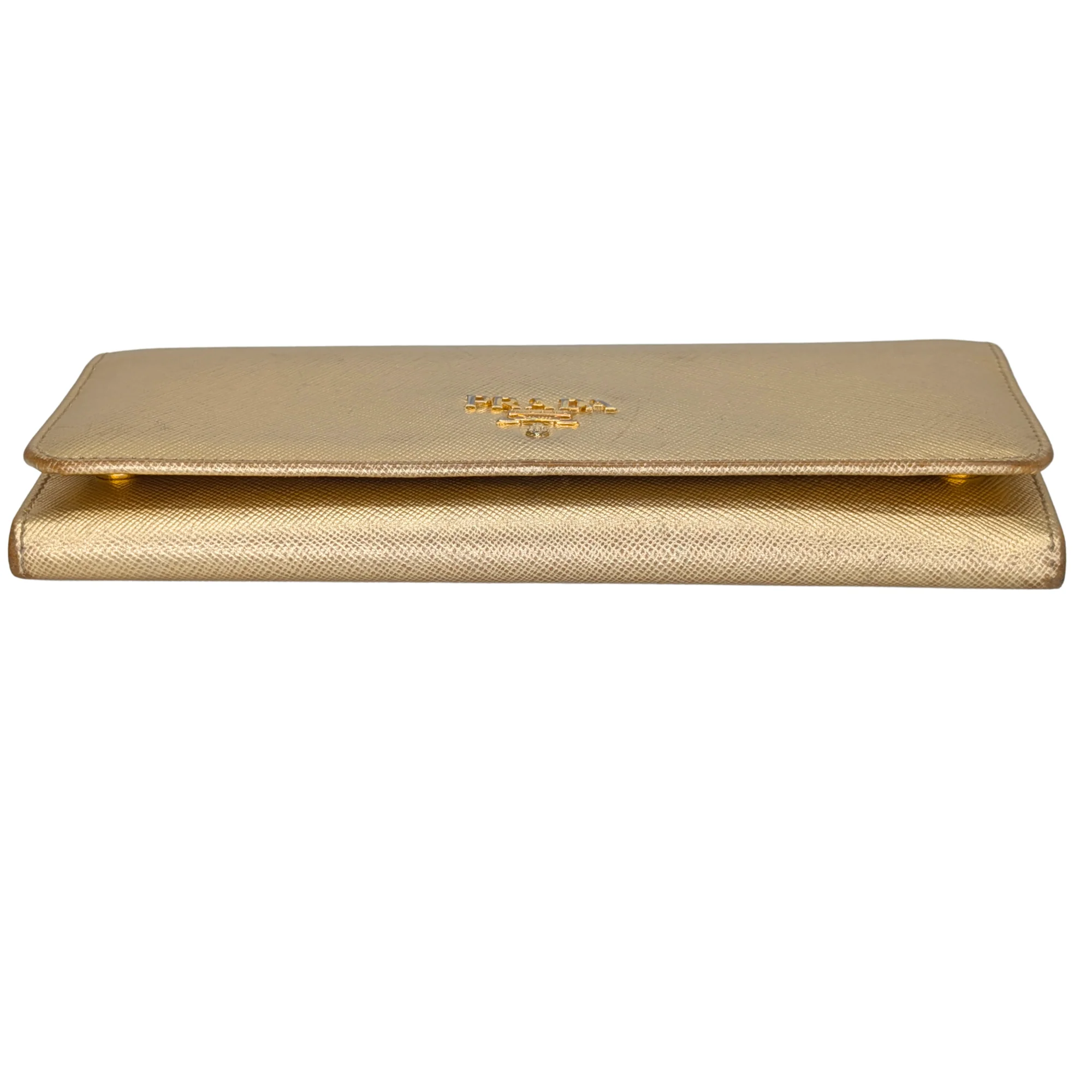 Prada Saffiano Metal Continental Wallet Gold - Image 4
