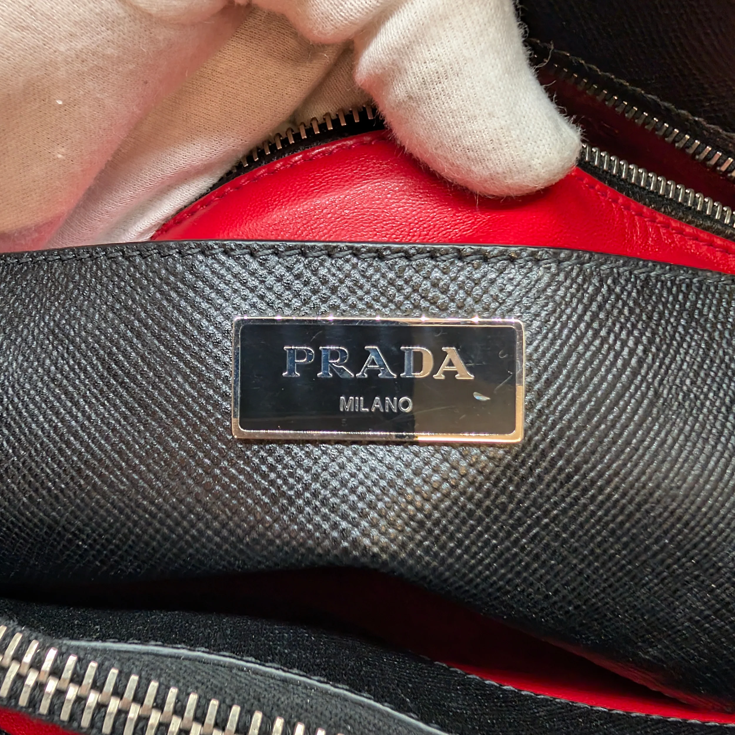 Prada Saffiano Cuir Twist Lock Tote Bag Black - Image 16