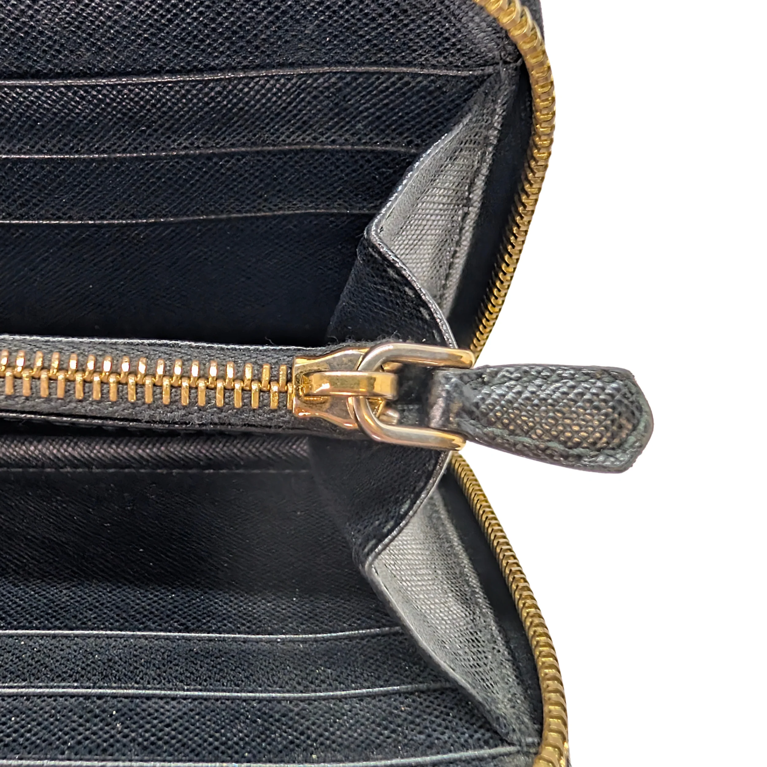Prada Saffiano Leather Zip around Long Wallet Black - Image 14