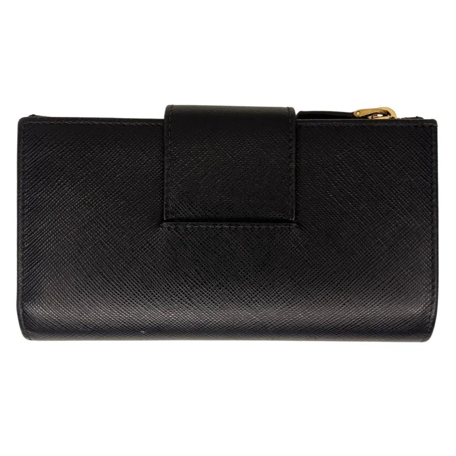 Prada Saffiano Metal Leather Continental Wallet Black - Image 3
