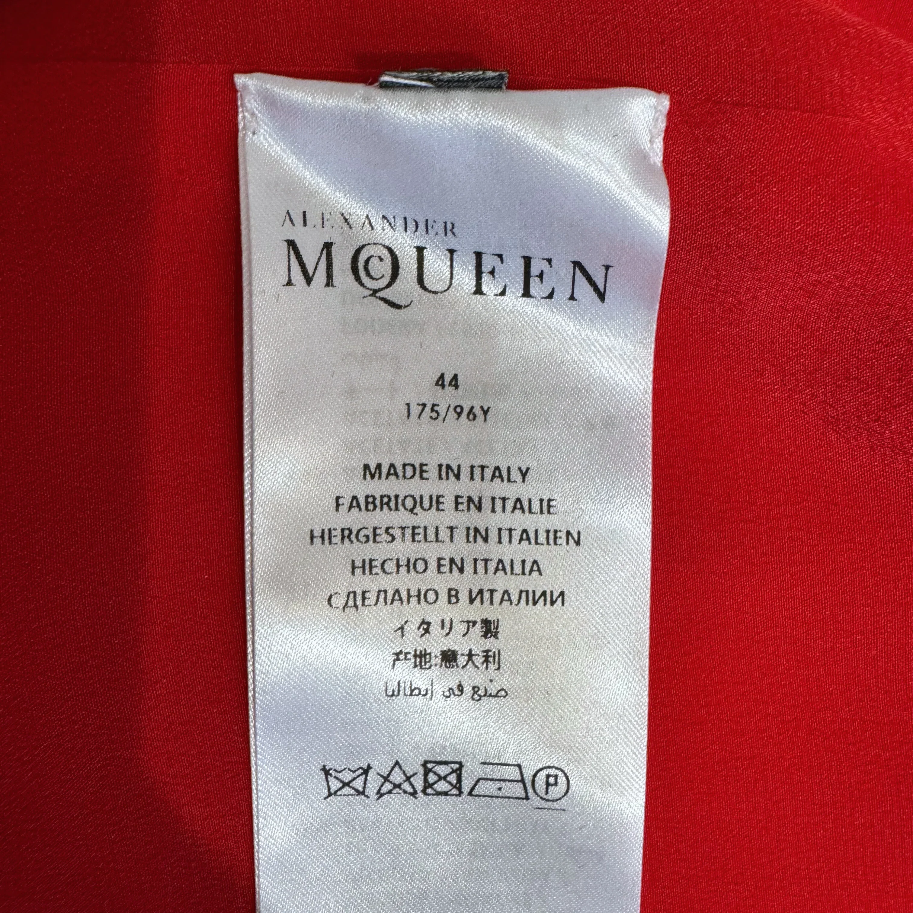 Alexander McQueen Draped Long Sleeve Knee-Length Dress Red 44 - Image 6