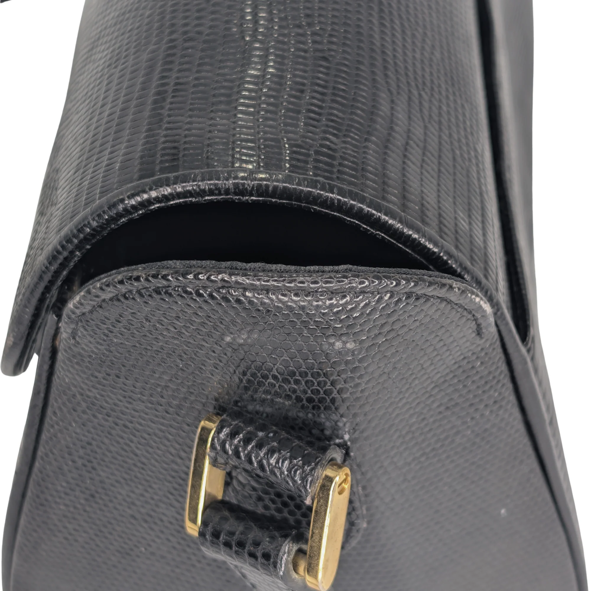 Saint Laurent Black Lizard Embossed Crossbody/Shoulder Bag - Image 12