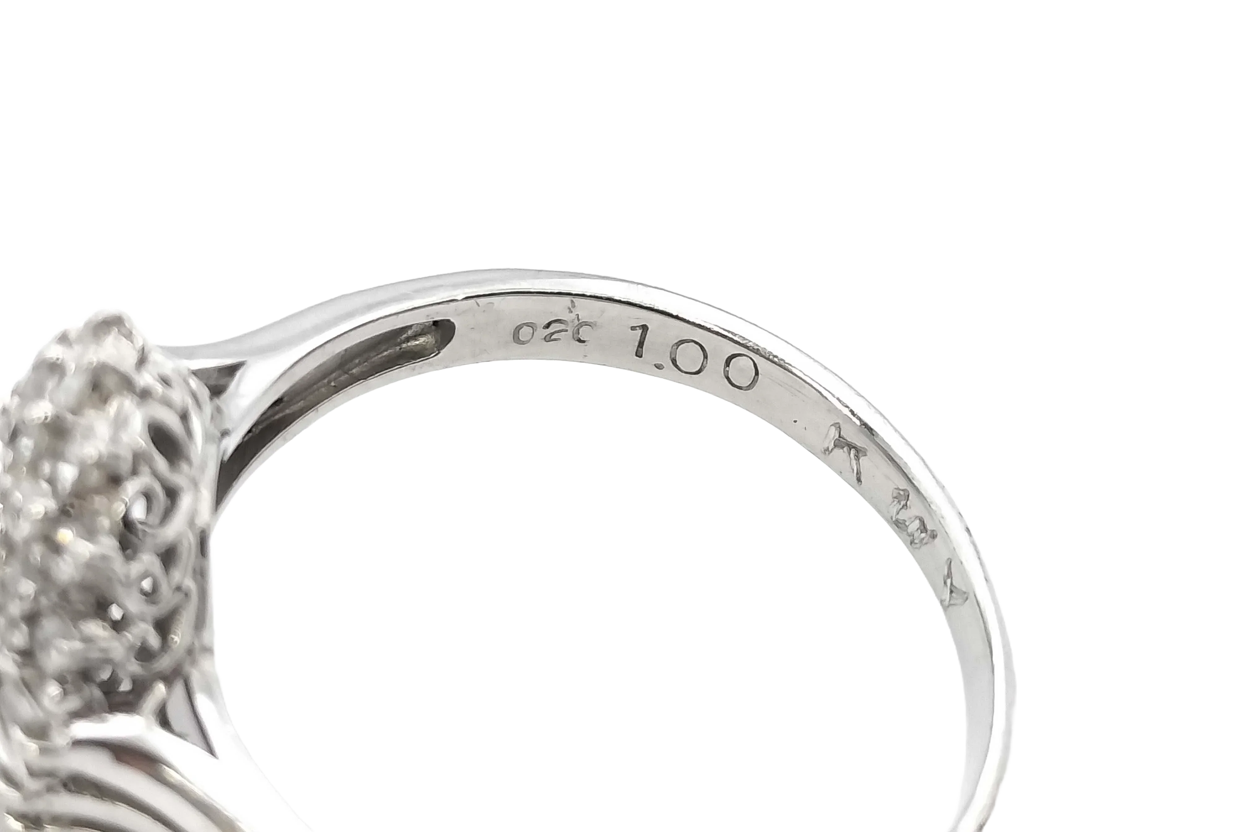 Platinum 900 Natural Sapphire 1.00ct & Diamond .02ct Cluster Ring Size R½ - Image 3