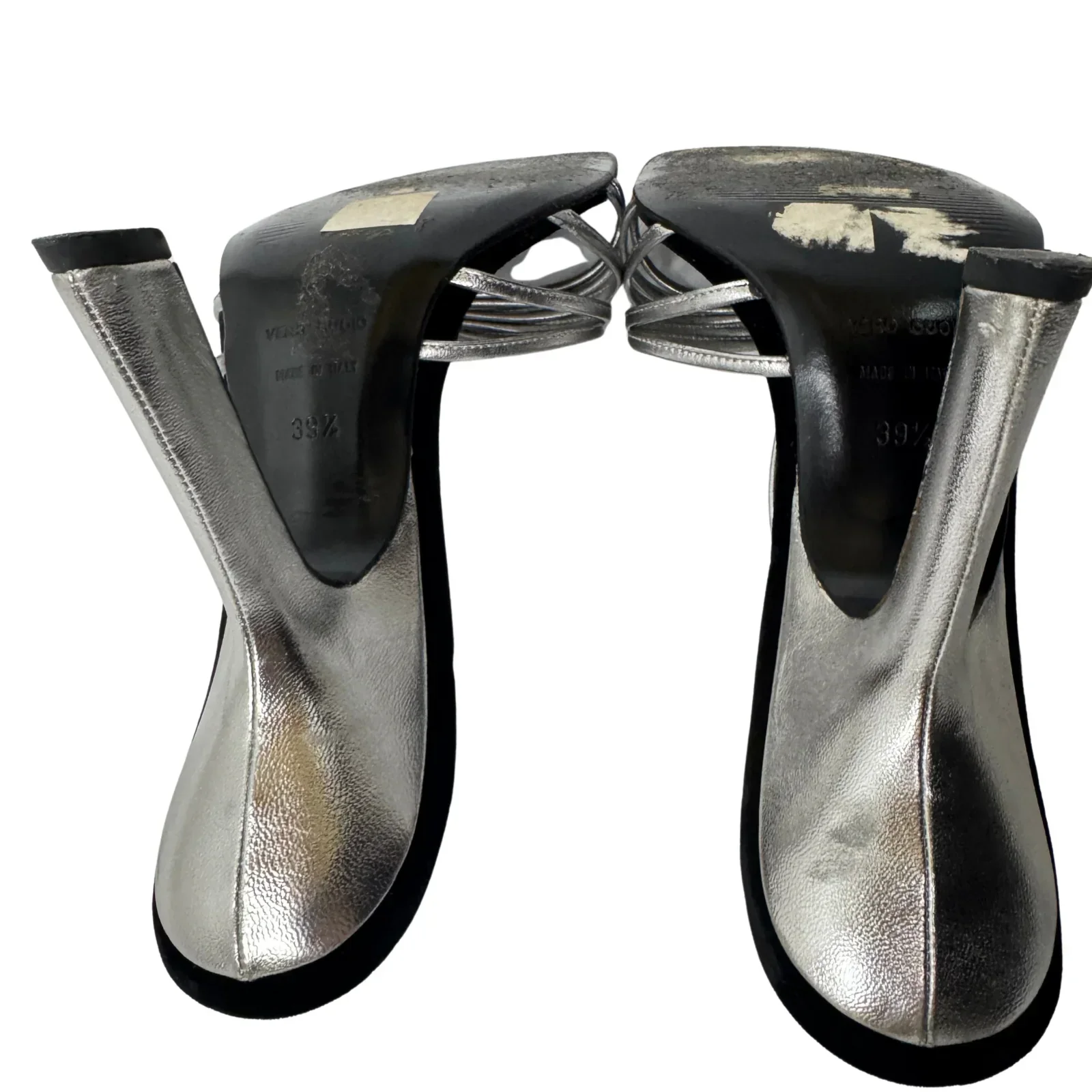 DOLCE & GABBANA Silver Metallic & Black Velvet Strappy Heels - Size 39.5 - Image 10