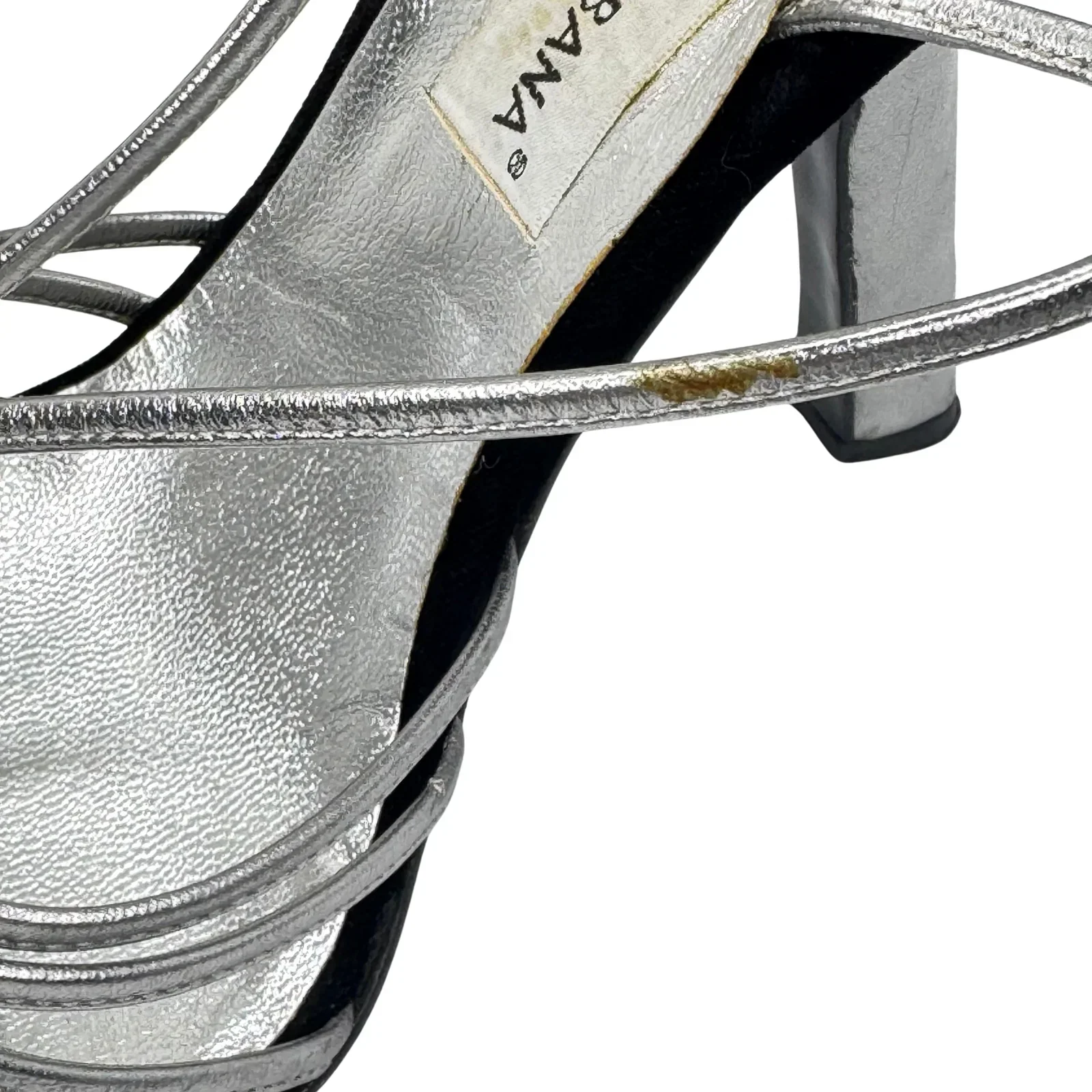 DOLCE & GABBANA Silver Metallic & Black Velvet Strappy Heels - Size 39.5 - Image 14