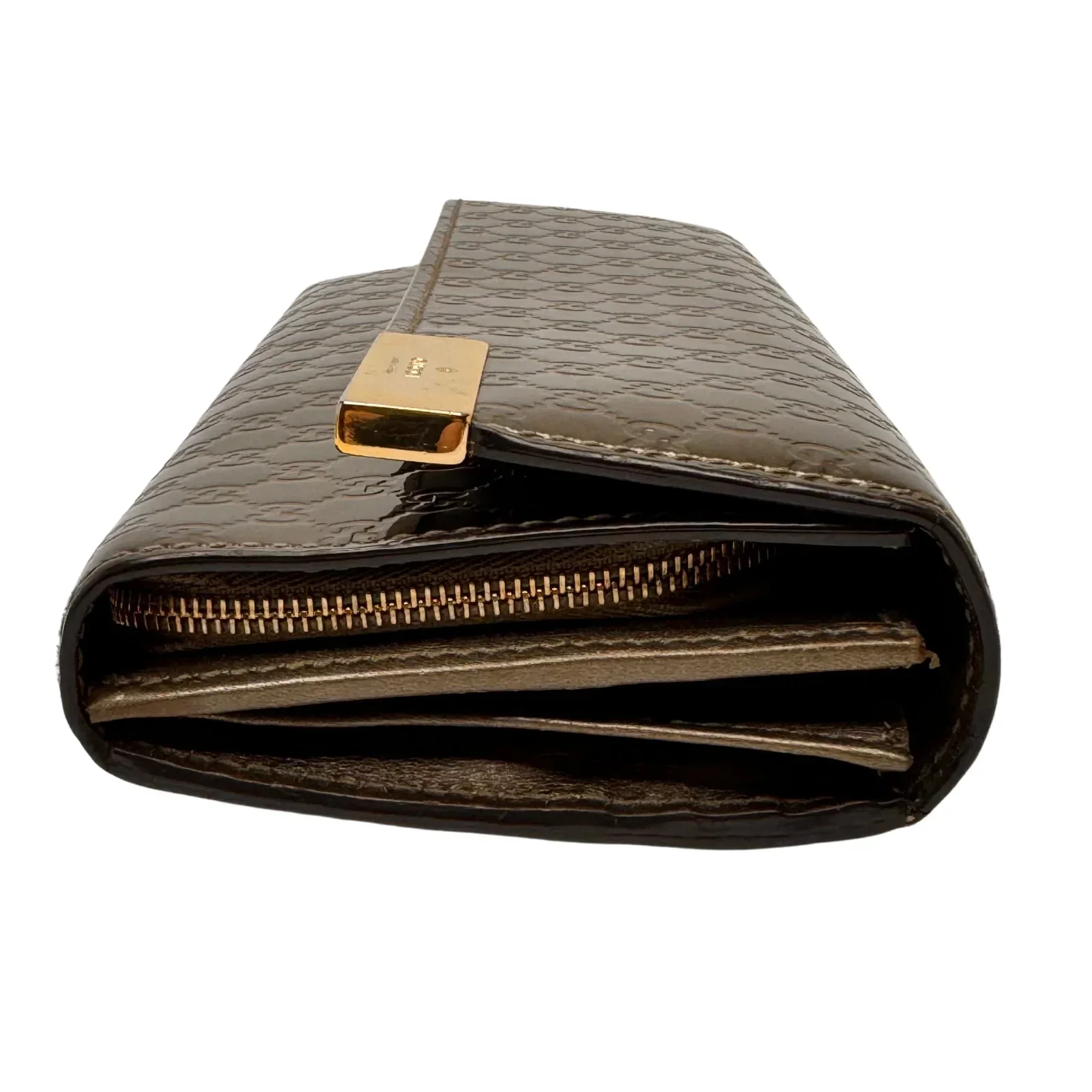 Gucci Leather Wallet on Chain Metallic Silver-Bronze - Image 6