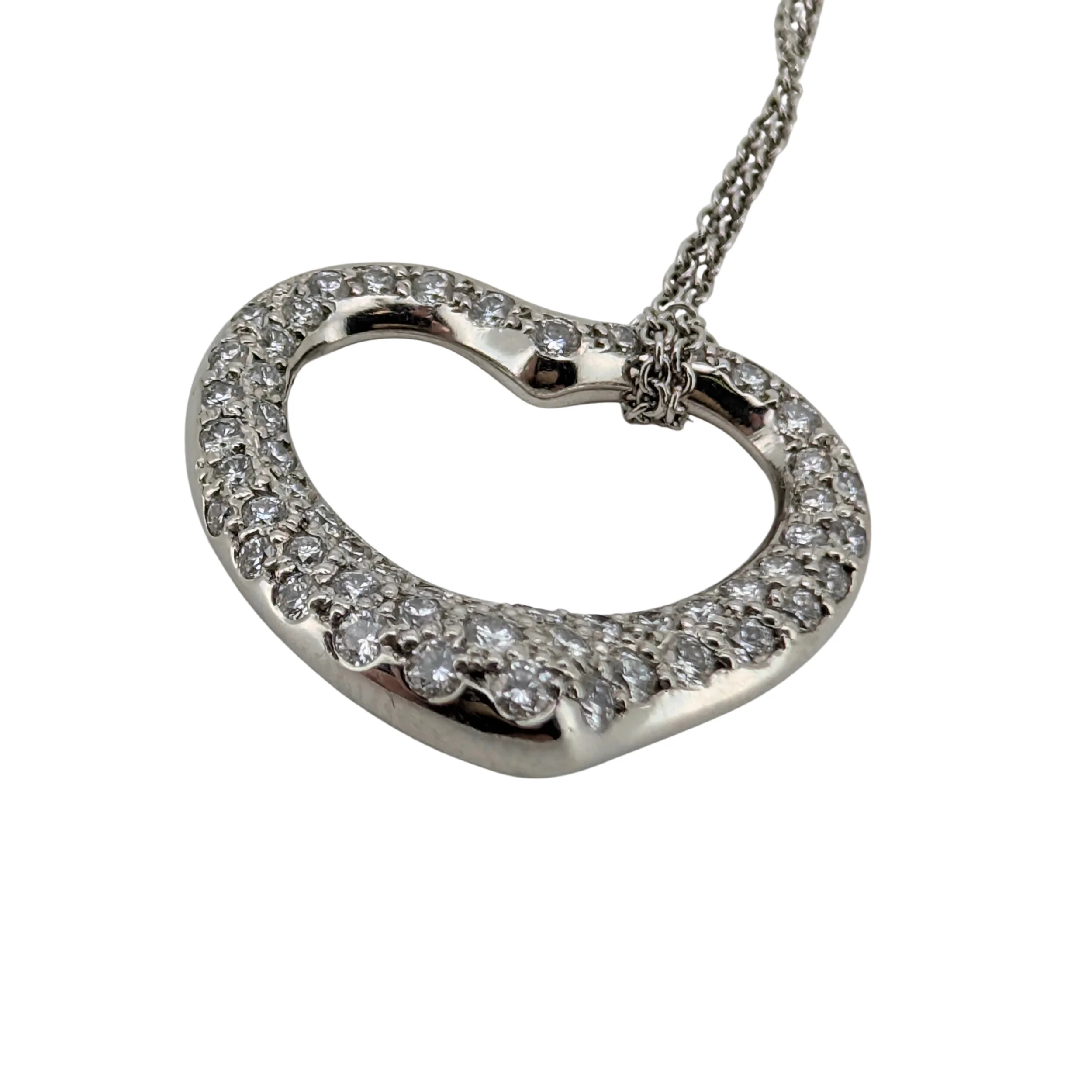 Tiffany & Co. Elsa Peretti Medium Open Heart Pavé Diamond Necklace Platinum - Image 10