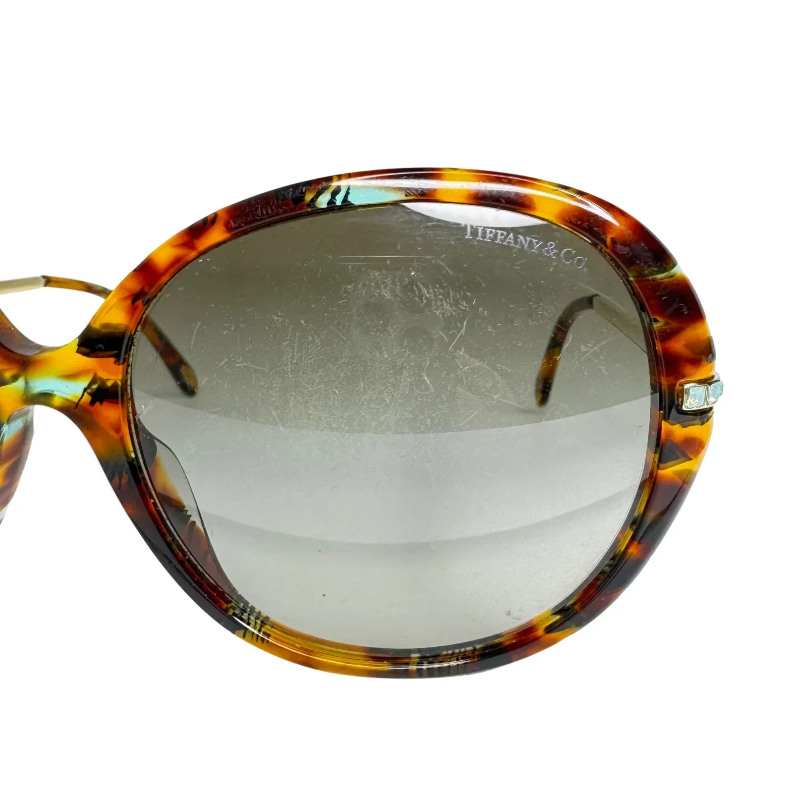 Tiffany & Co. Tortoiseshell Oversized Crystal Arm Sunglasses - Image 12