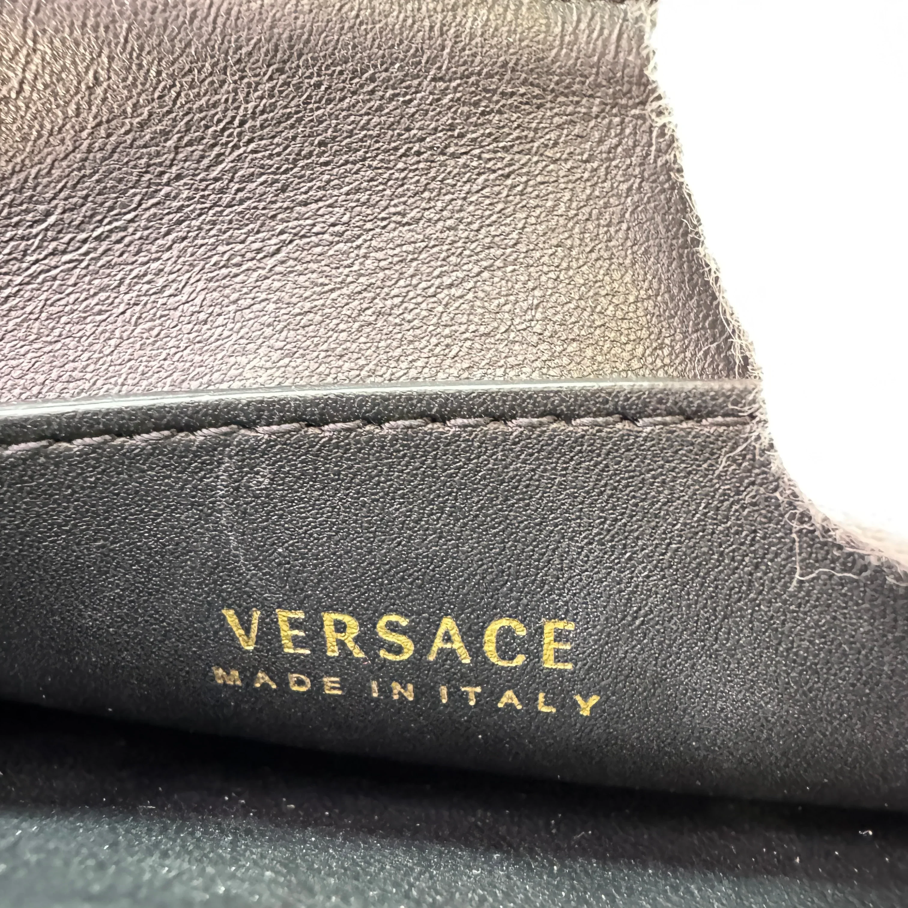 Versace Vitello Virtus Chain Clutch Brown/Black - Image 6