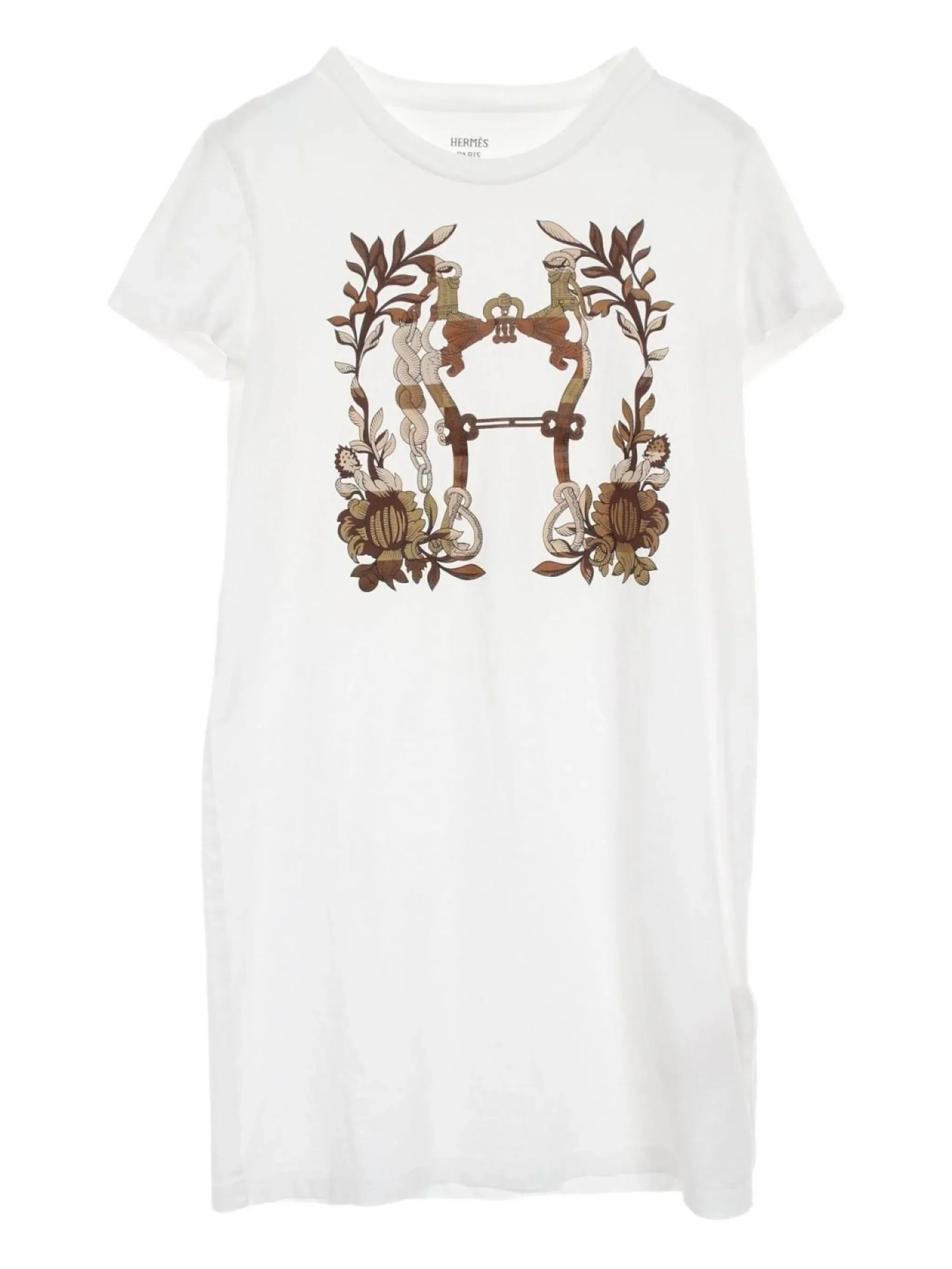 Hermes Della Cavalleria Mid T shirt Dress White 38