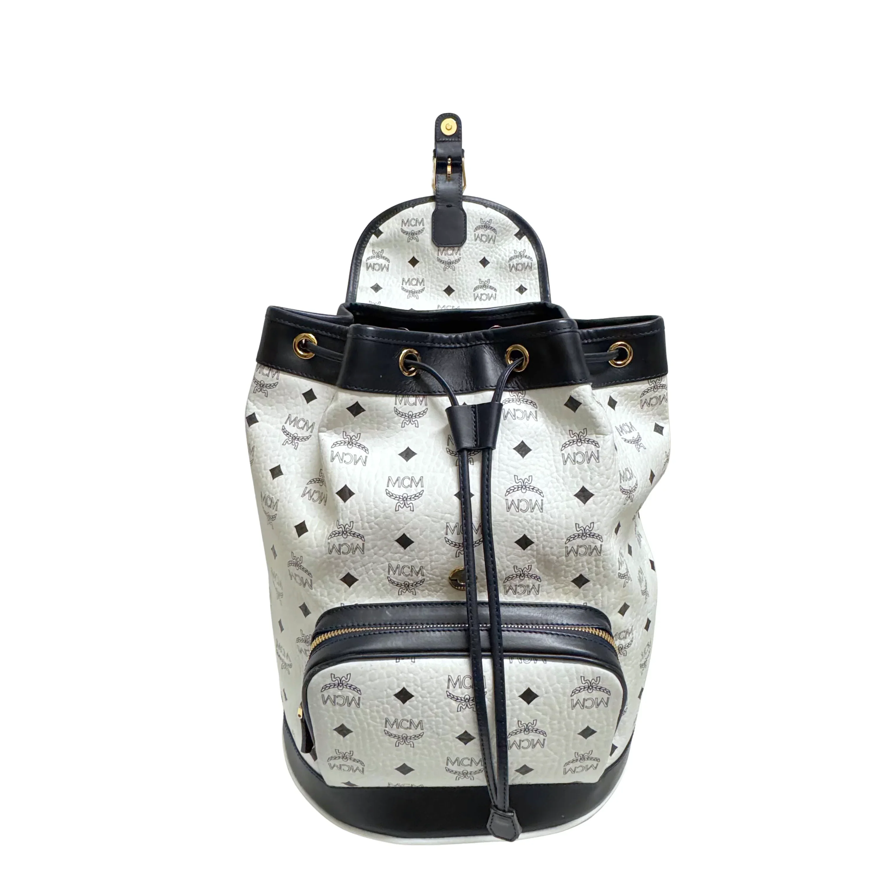 MCM Heritage Drawstring Backpack White - Image 5