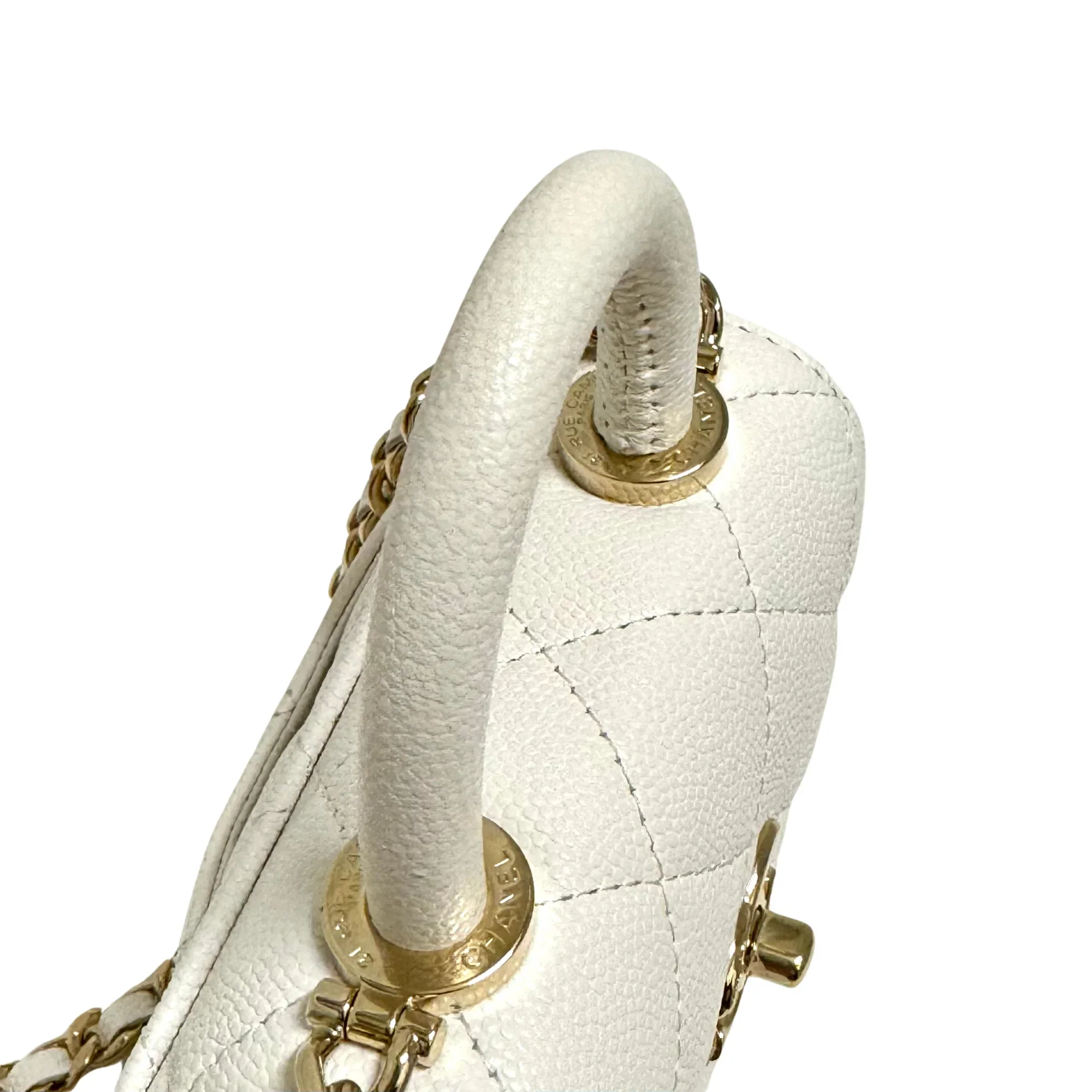 Chanel Micro Coco Handle Bag in White Caviar Leather - Image 8