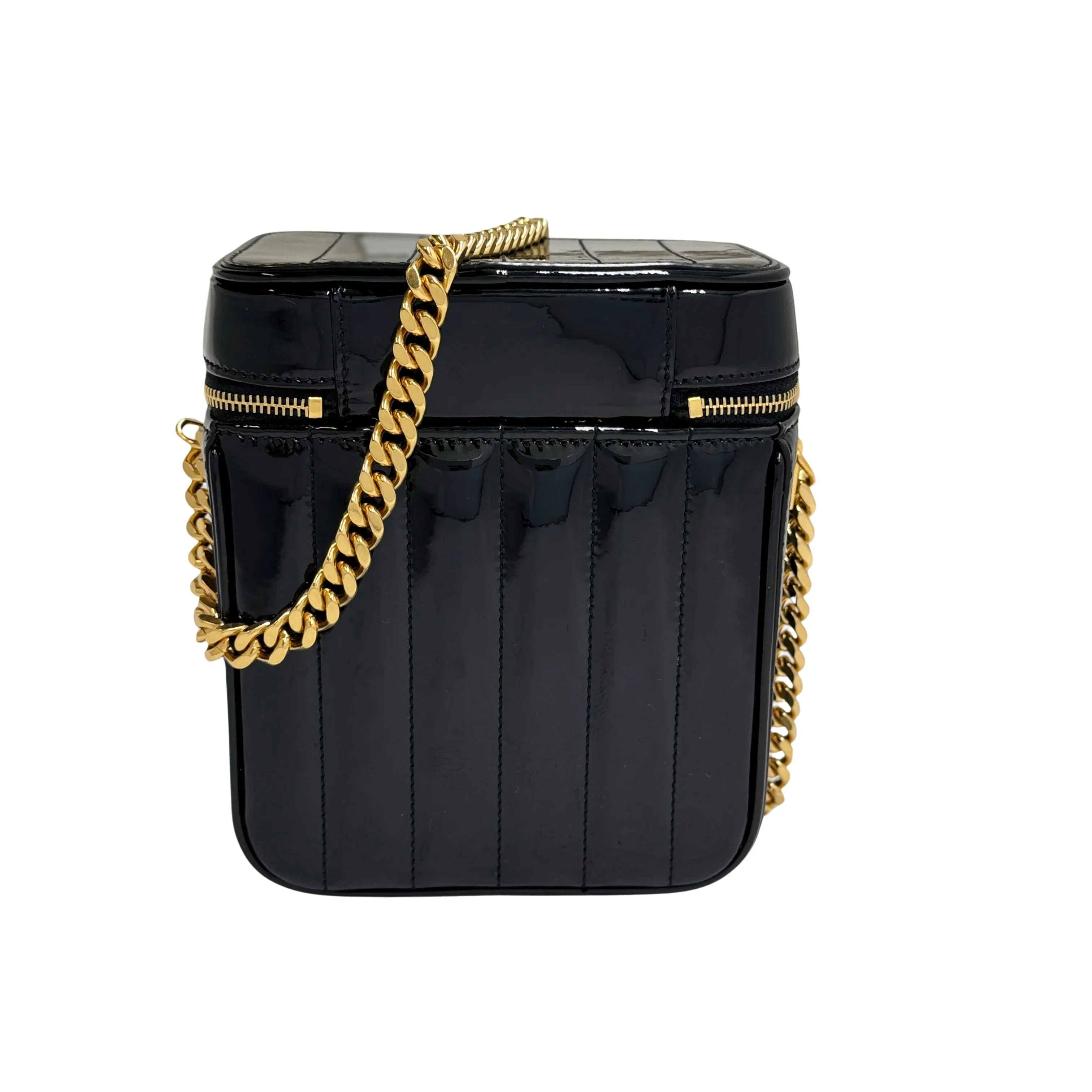 Yves Saint Laurent Patent Matelasse Vicky Vanity Crossbody Bag Black - Image 3