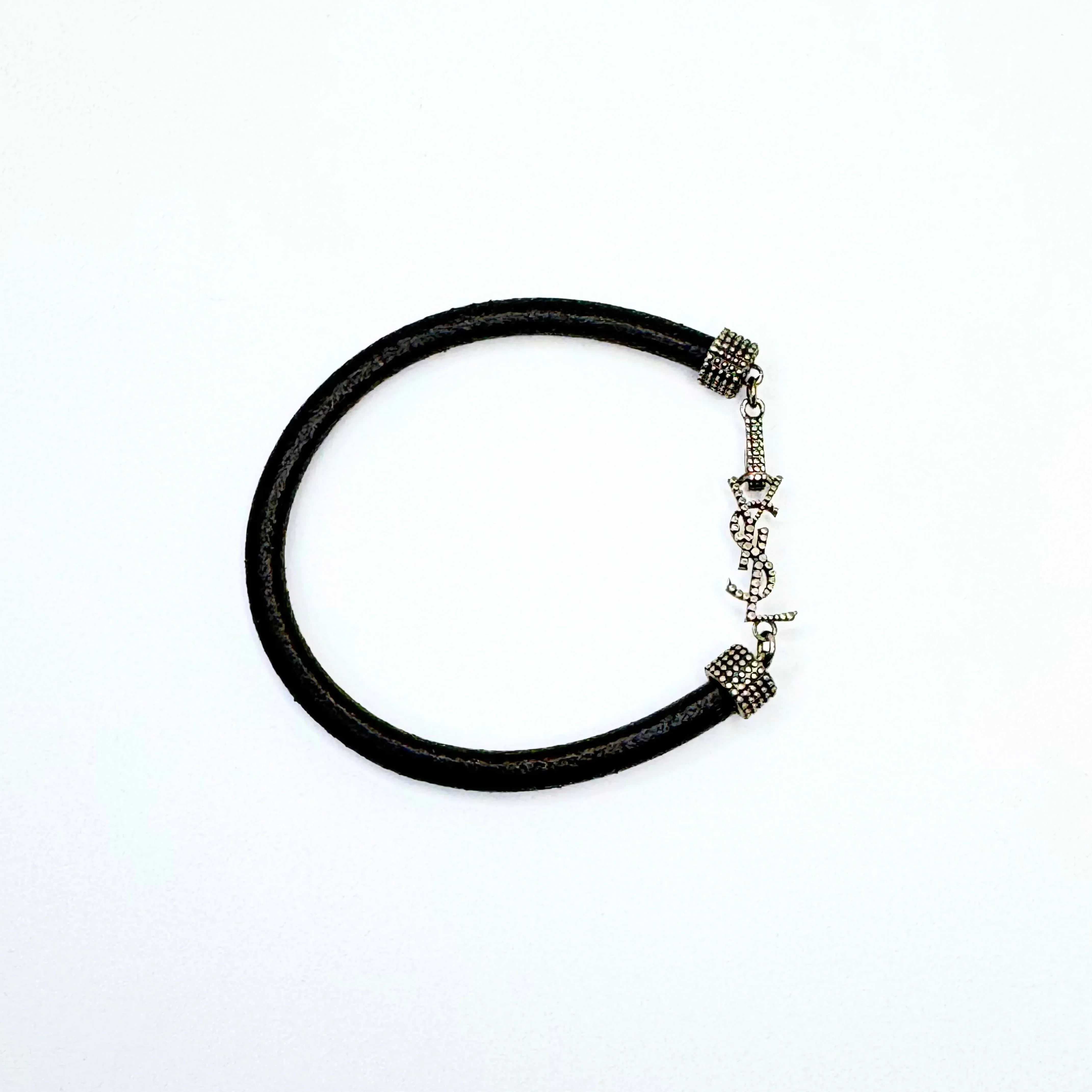 Yves Saint Laurent YSL Textured Leather Bracelet - Image 4