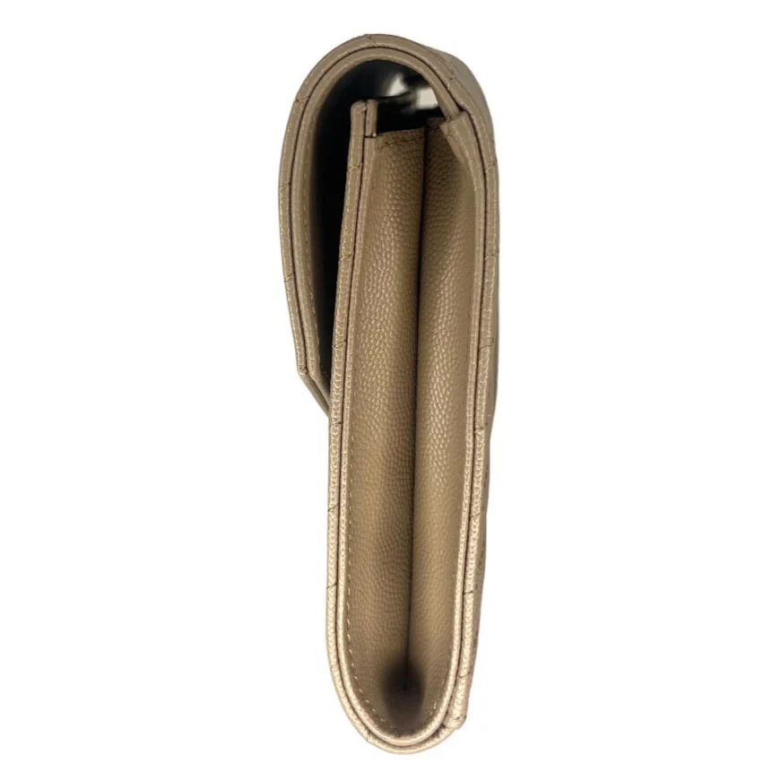 Yves Saint Laurent (YSL) Cassandra Clutch – Chevron Quilted Leather Beige - Image 5